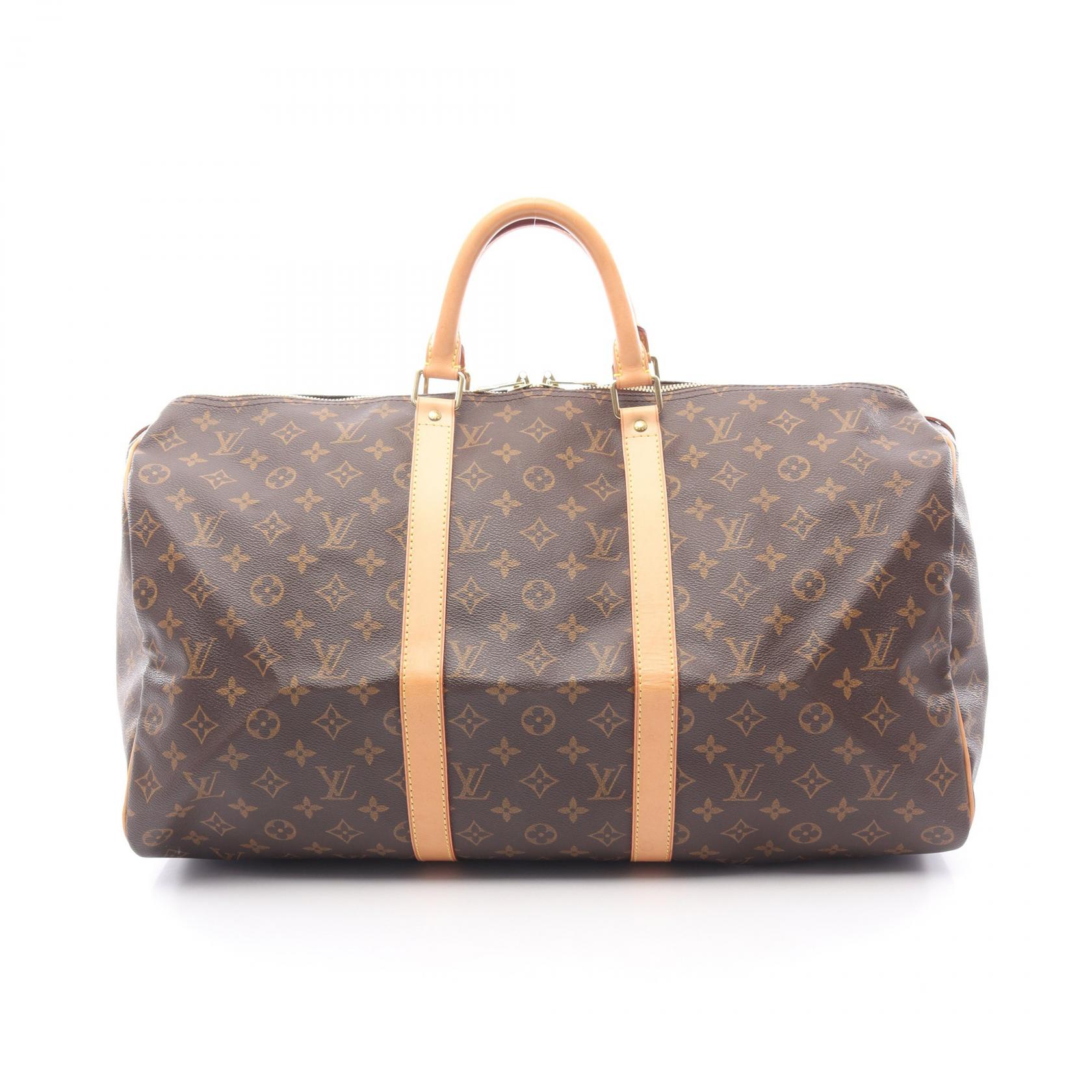 【5%OFFクーポン×ポイント5倍】ルイ・ヴィトン LOUIS VUITTON キーポル50 ボストンバッグ バッグ PVCコーティングキャンバス レザー モノグラム メンズ レディース ブラウン系 M41426 【中古】