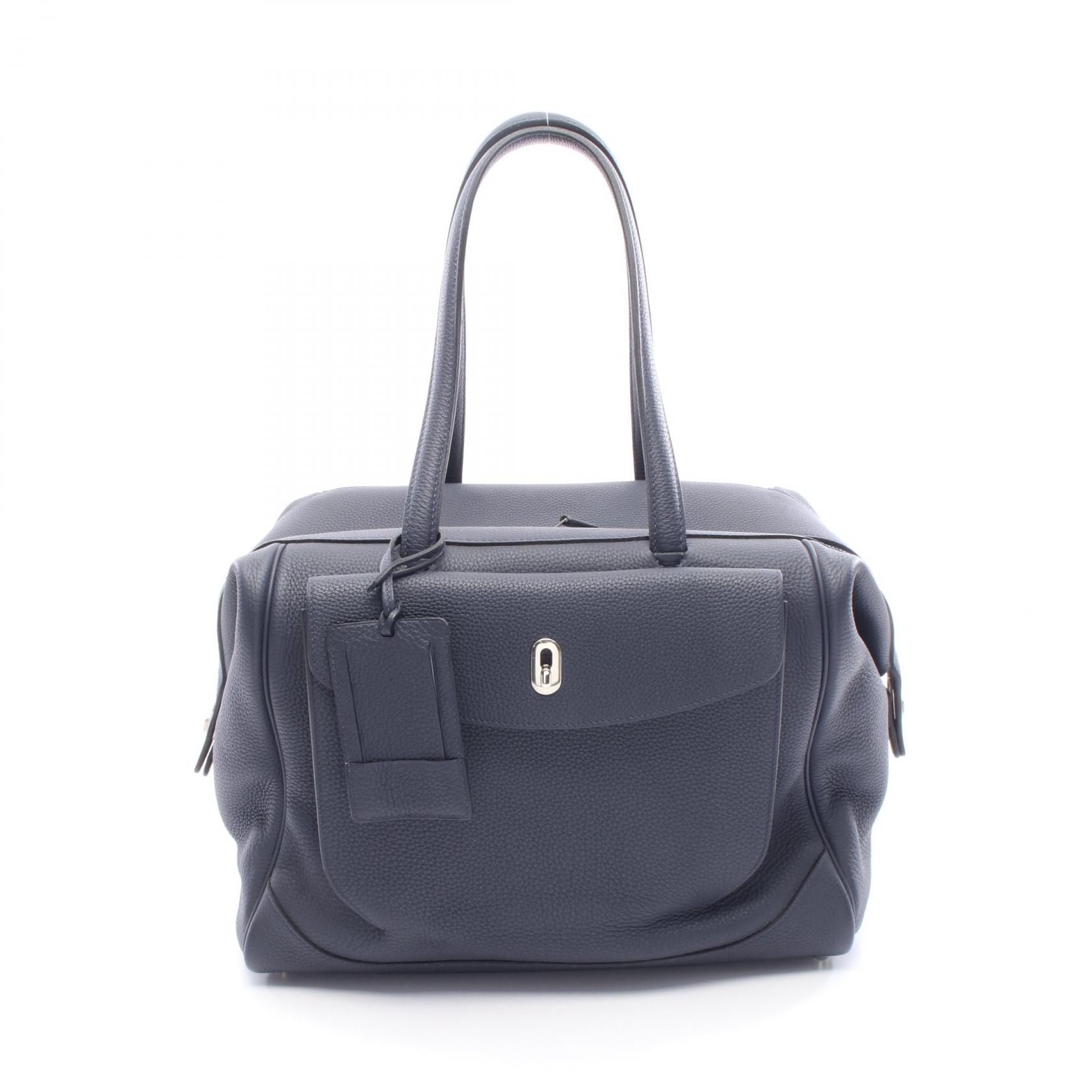 【10%OFFクーポン対象】エルメス HERMES ワラゴキャビン35 ハンドバッグ バッグ レザー トゴ トゴ メンズ レディース ネイビー系 【中古】 324,000円