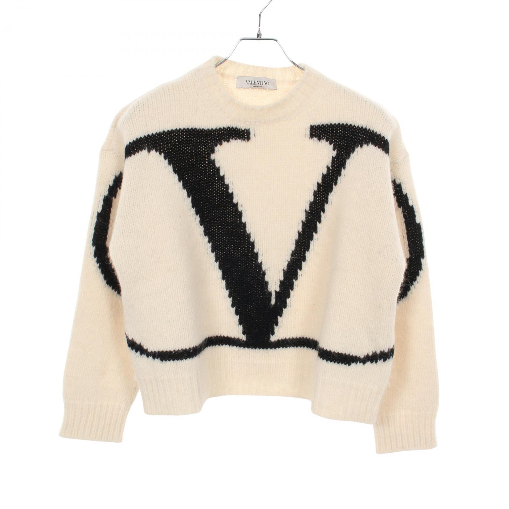 ヴァレンチノ Valentino Vロゴ ニット 衣料品 トップス アルパカ レディース ホワイト系 / ブラック系 【中古】