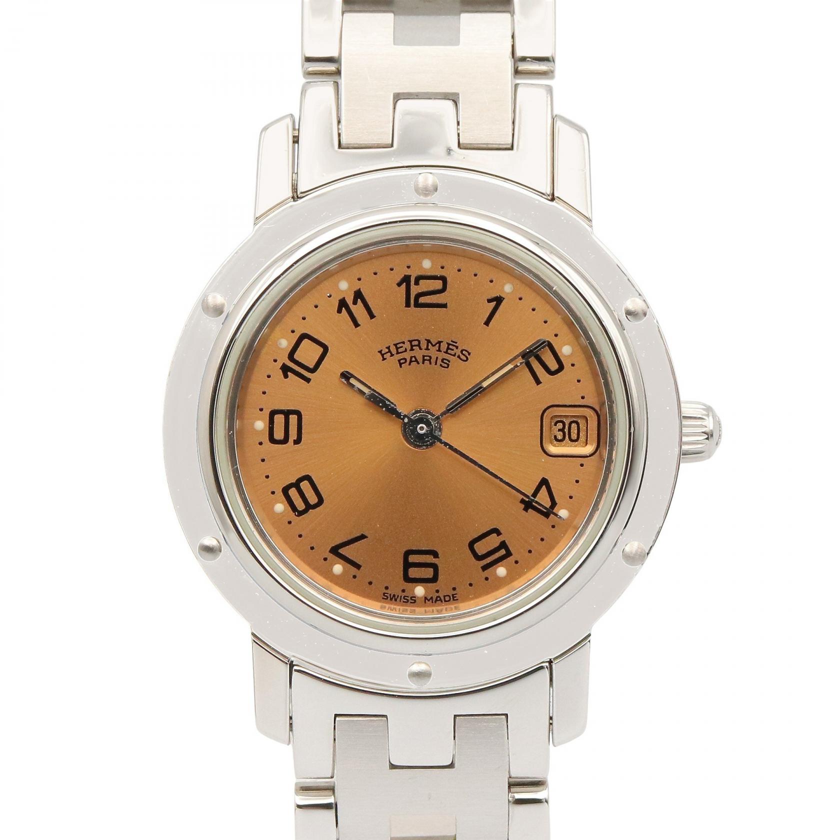 エルメス HERMES クリッパー 腕時計 時計 ステンレススチール レディース ピンク系 CL4.210 【中古】