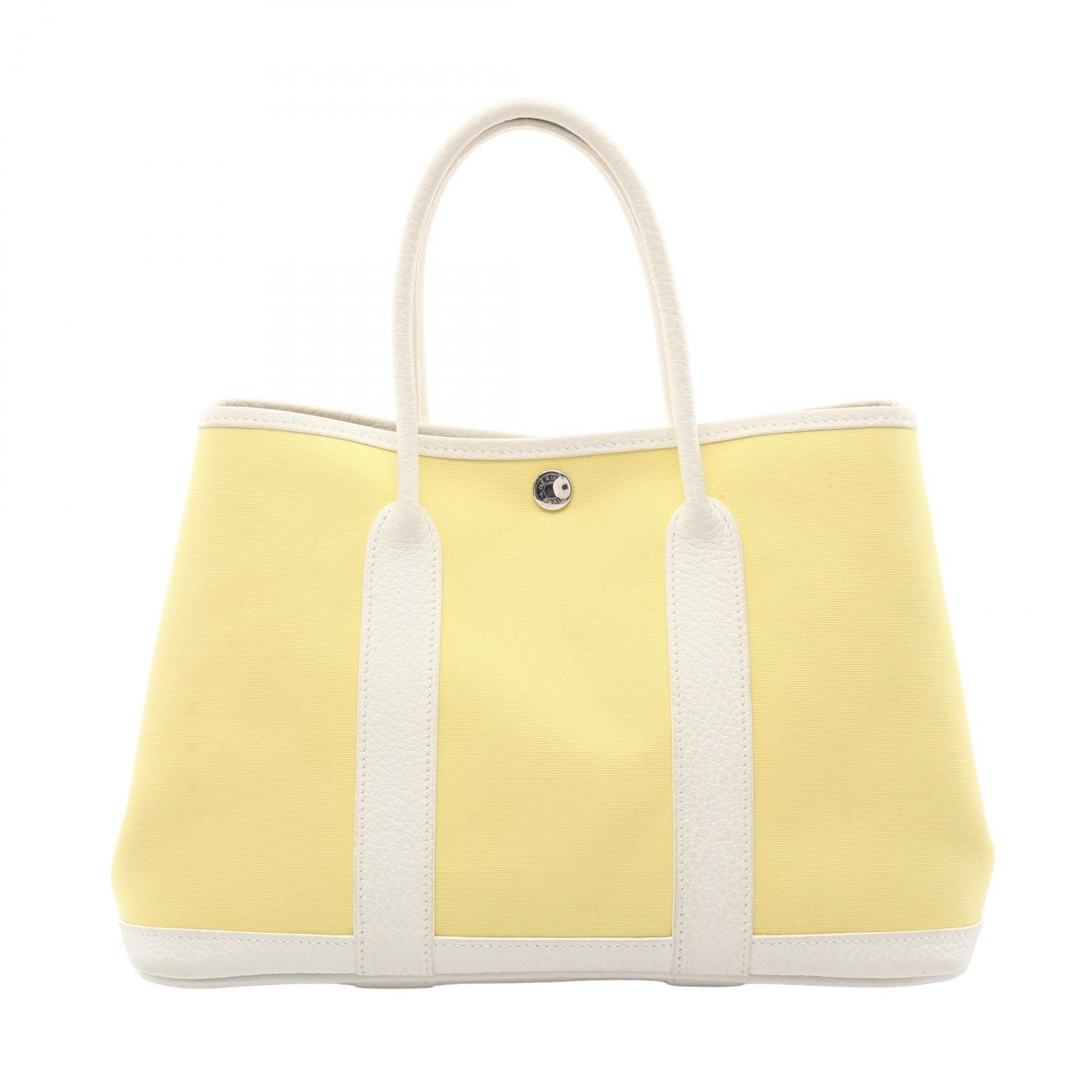 エルメス HERMES ガーデンパーティTPM トートバッグ バッグ キャンバス トワルオフィシエ / ネゴンダ トワルオフィシエ レディース イエロー系 / ホワイト系 【中古】