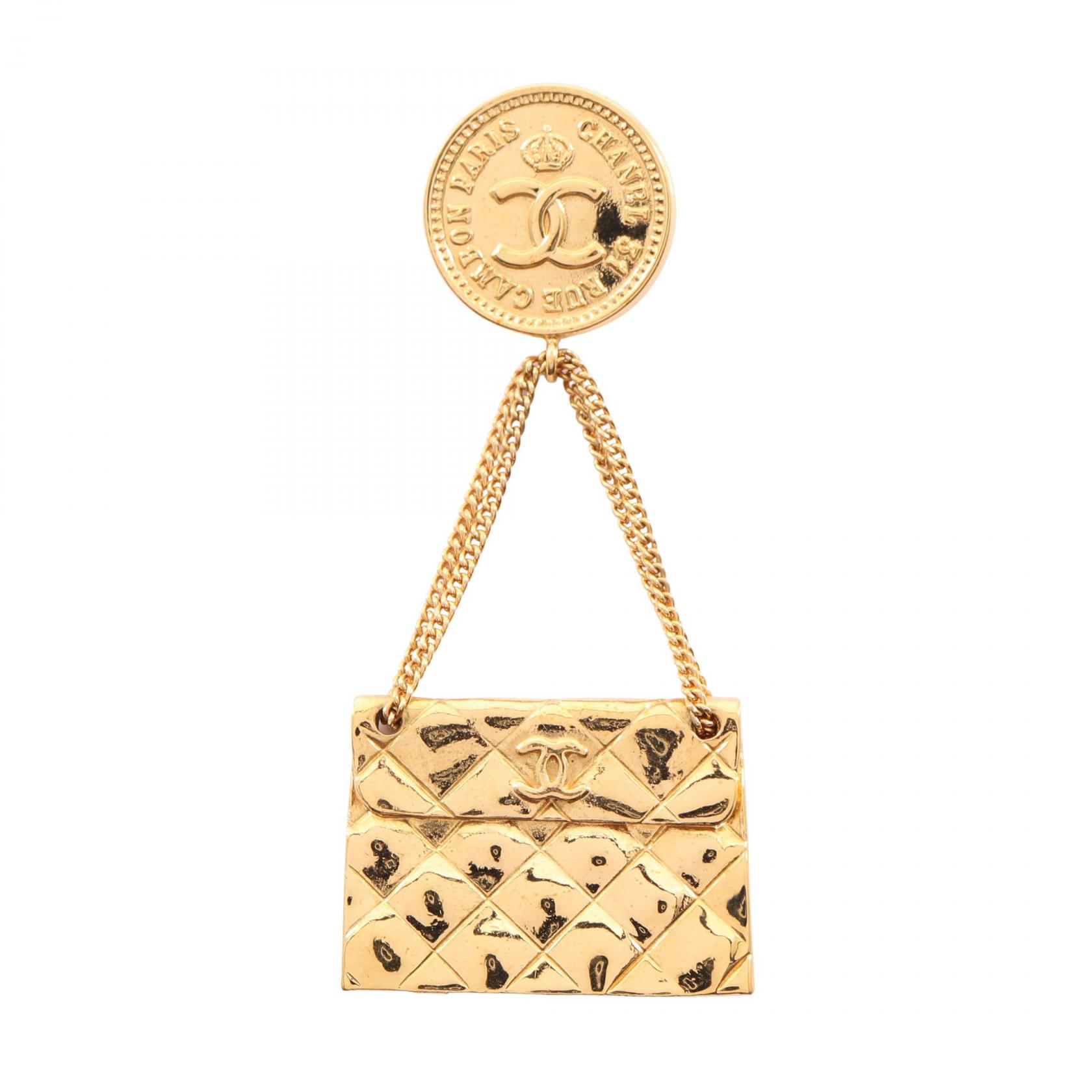 【P5倍×5%OFFクーポン】シャネル CHANEL ココマーク バックモチーフ ブローチ アクセサリー GP（ゴールドメッキ） レディース ゴールド系 【中古】