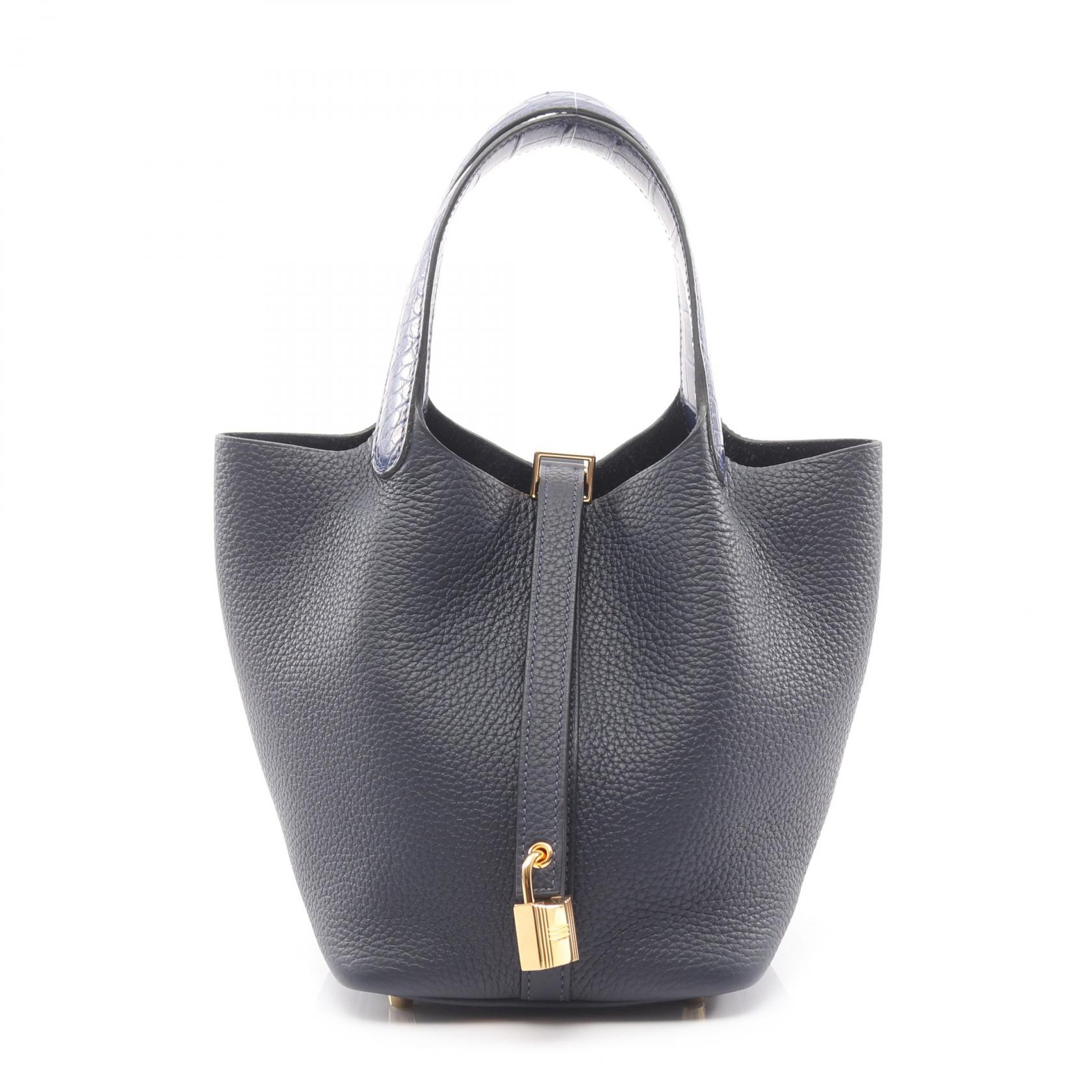 【P5倍×15%OFFクーポン】エルメス HERMES ピコタンロック タッチPM ブルーニュイ ブルーサフィール ハンドバッグ バッグ トリヨンクレマンス / アリゲーターマット トリヨンクレマンス レディース ネイビー系 / ブルー系 【中古】