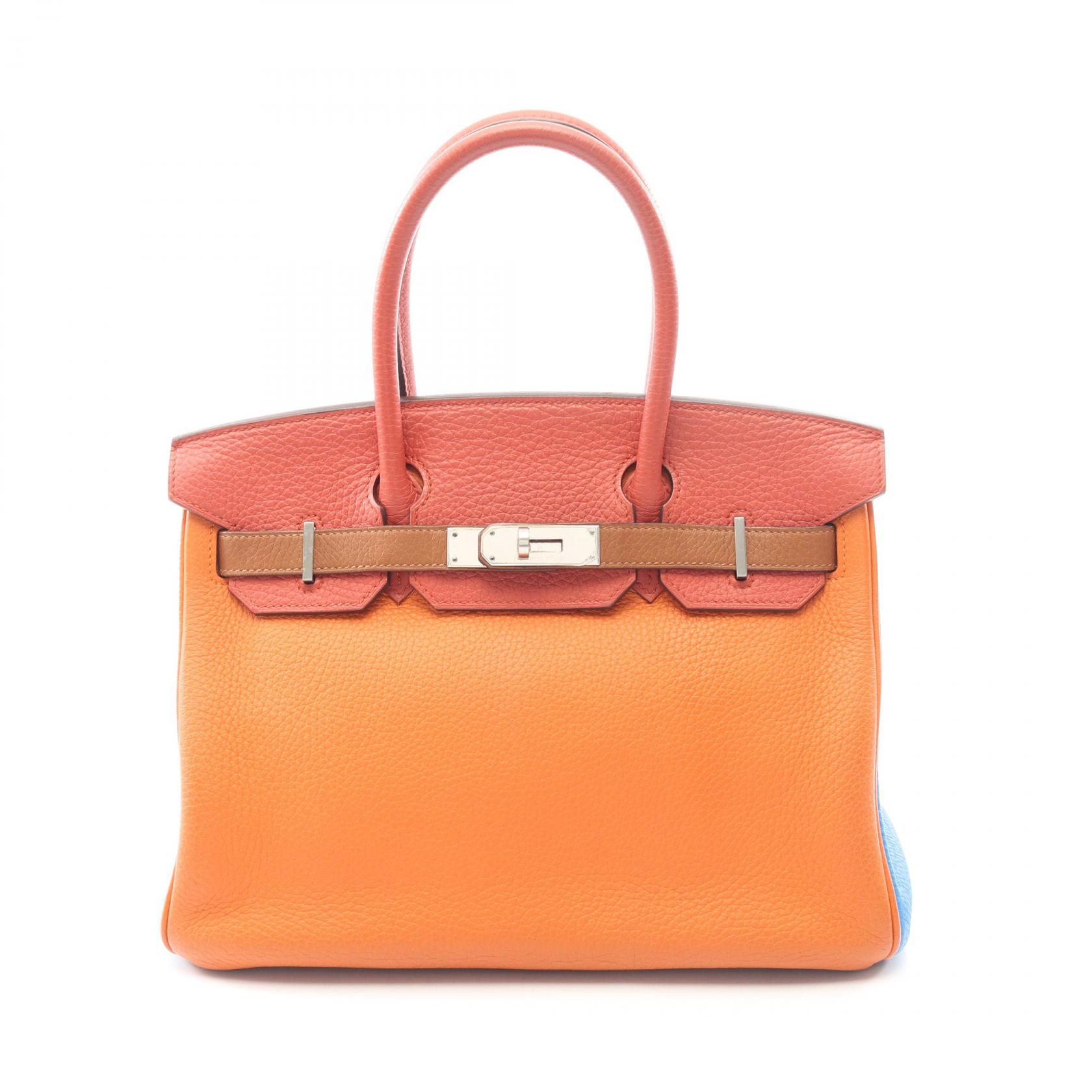 【P5倍×15%OFFクーポン】エルメス HERMES バーキン30 アルルカン ハンドバッグ バッグ レザー トリヨンクレマンス トリヨンクレマンス レディース オレンジ系 / ベージュ系 / マルチカラー/ サンギーヌ /ゴールド 【中古】