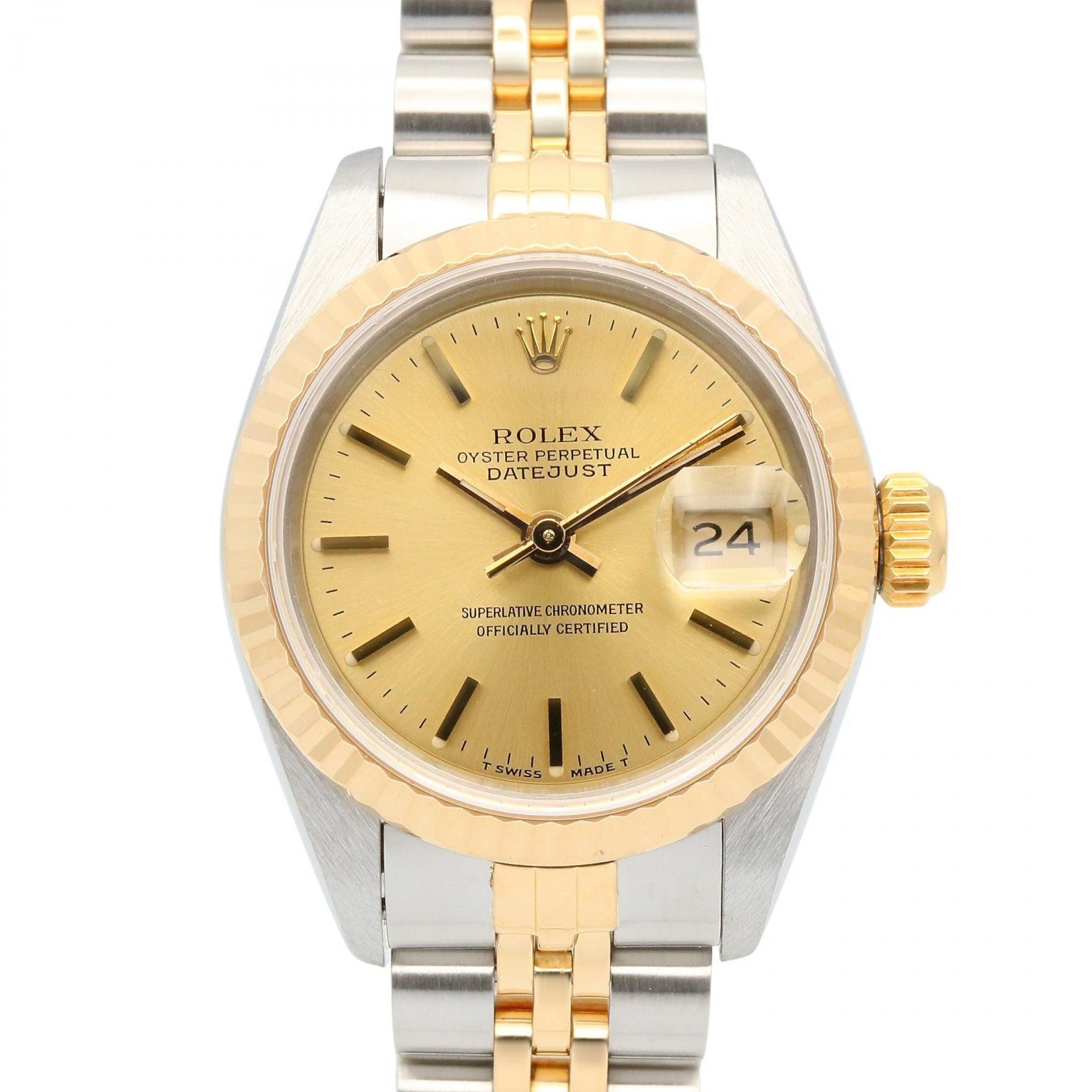 【10%OFFクーポン 7/26 9:59〆】 ロレックス ROLEX デイトジャスト E番 腕時計 時計 K18(イエローゴールド) ステンレススチール レディース ゴールド系 69173 【中古】|Brandoff銀座