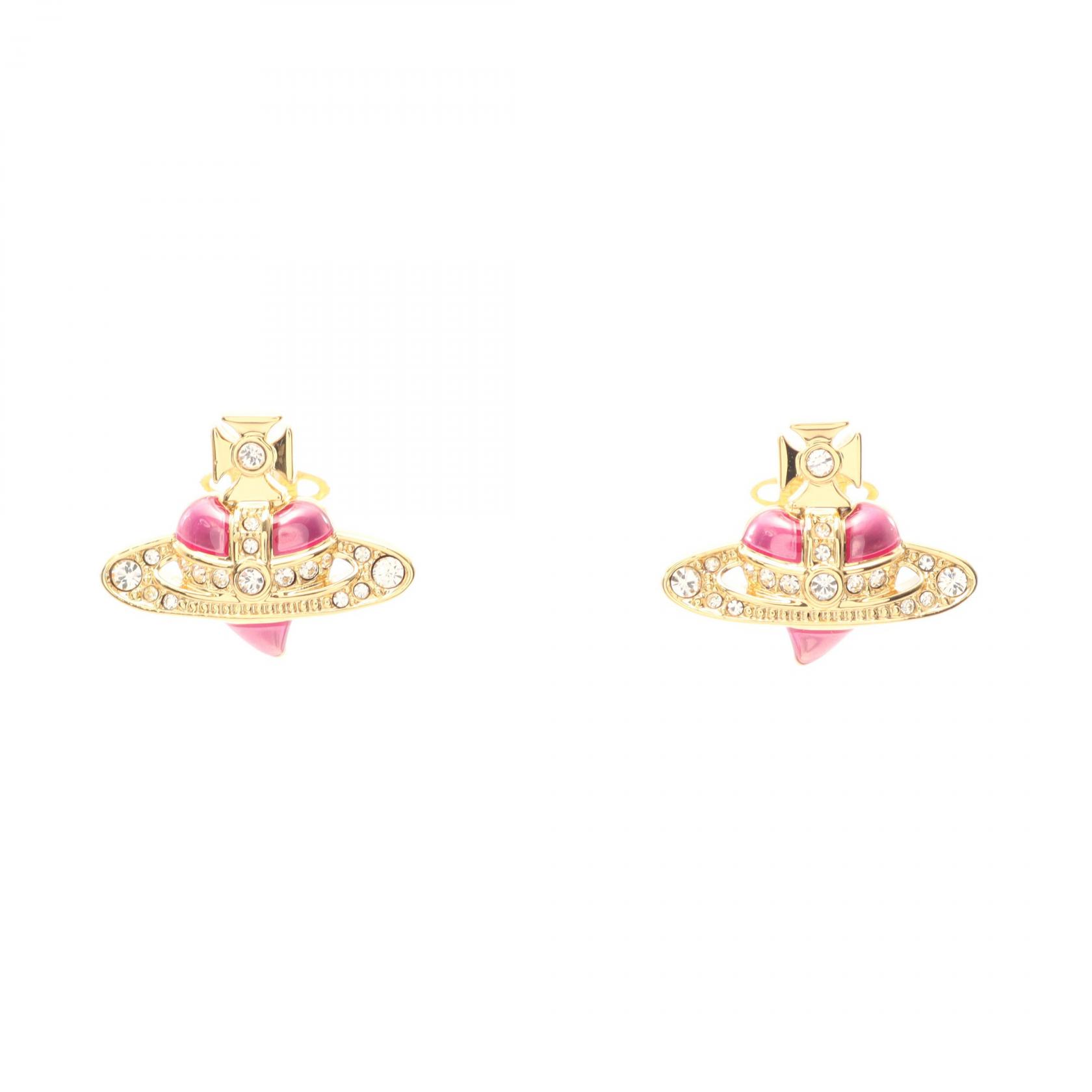 【P5倍×5%OFFクーポン】ヴィヴィアンウエストウッド Vivienne Westwood NEW DIAMANTE HEART ピアス ジュエリー GP（ゴールドメッキ） ラインストーン レディース ゴールド系 / ピンク系 / クリア系 6201033K/02R927 【新品】