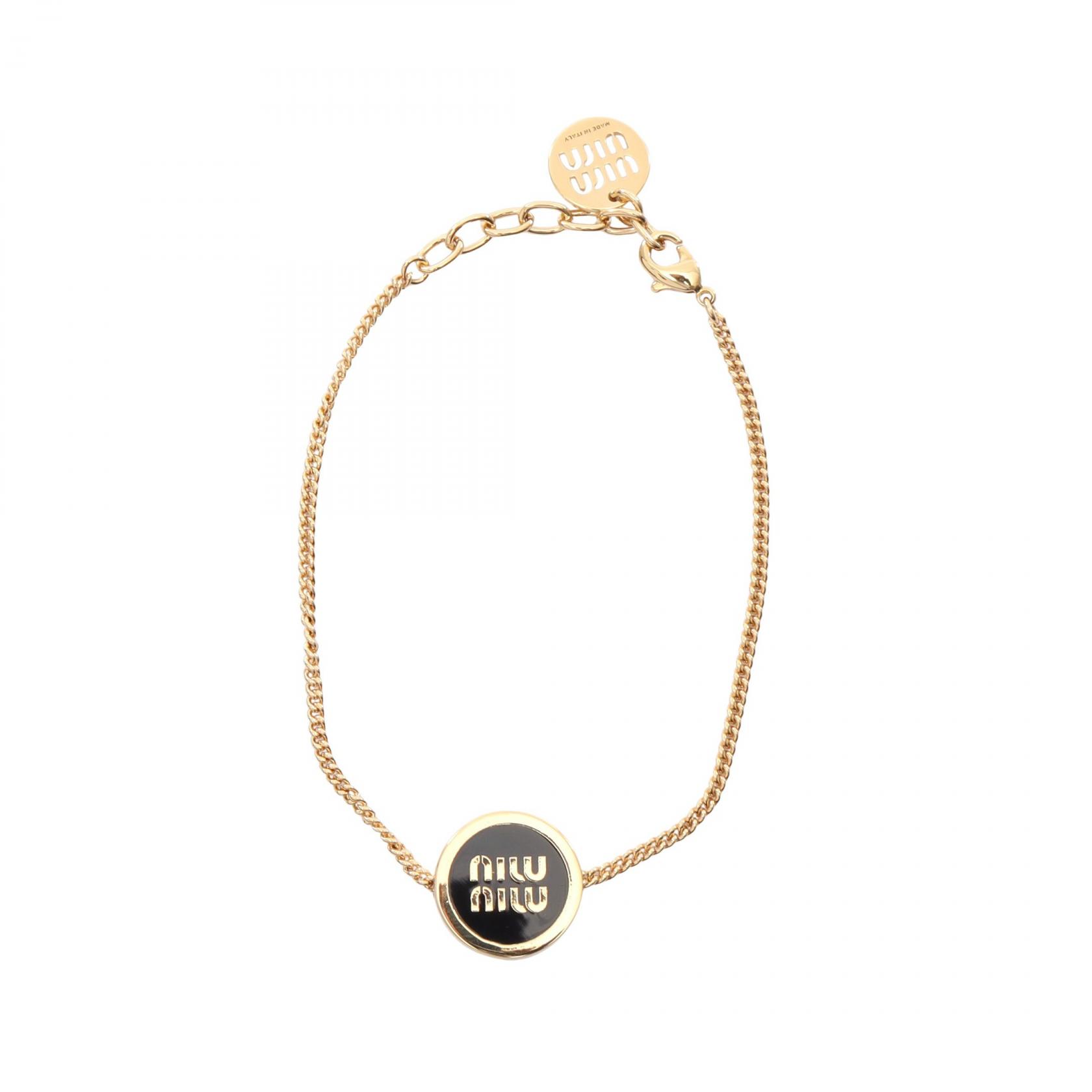 【P5倍×5%OFFクーポン】ミュウ ミュウ Miu Miu ブレスレット アクセサリー GP（ゴールドメッキ） エナメル レディース ゴールド系 / ブラック系 5IB6322F6TF0002 【新品】