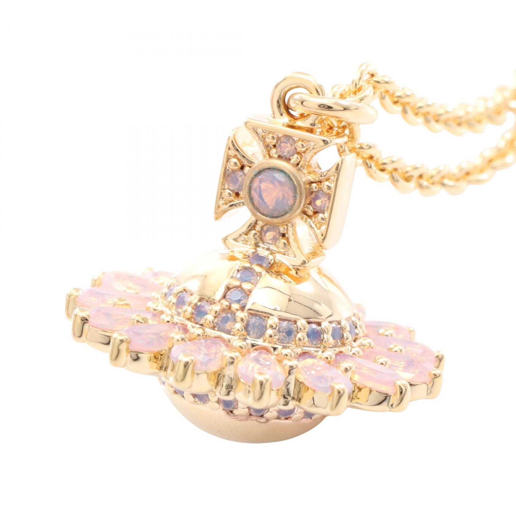 【P5倍×5%OFFクーポン】ヴィヴィアンウエストウッド Vivienne Westwood JORDANA ネックレス ジュエリー GP（ゴールドメッキ） ラインストーン レディース ゴールド系 / ピンク系 630203G5/02R457 【新品】