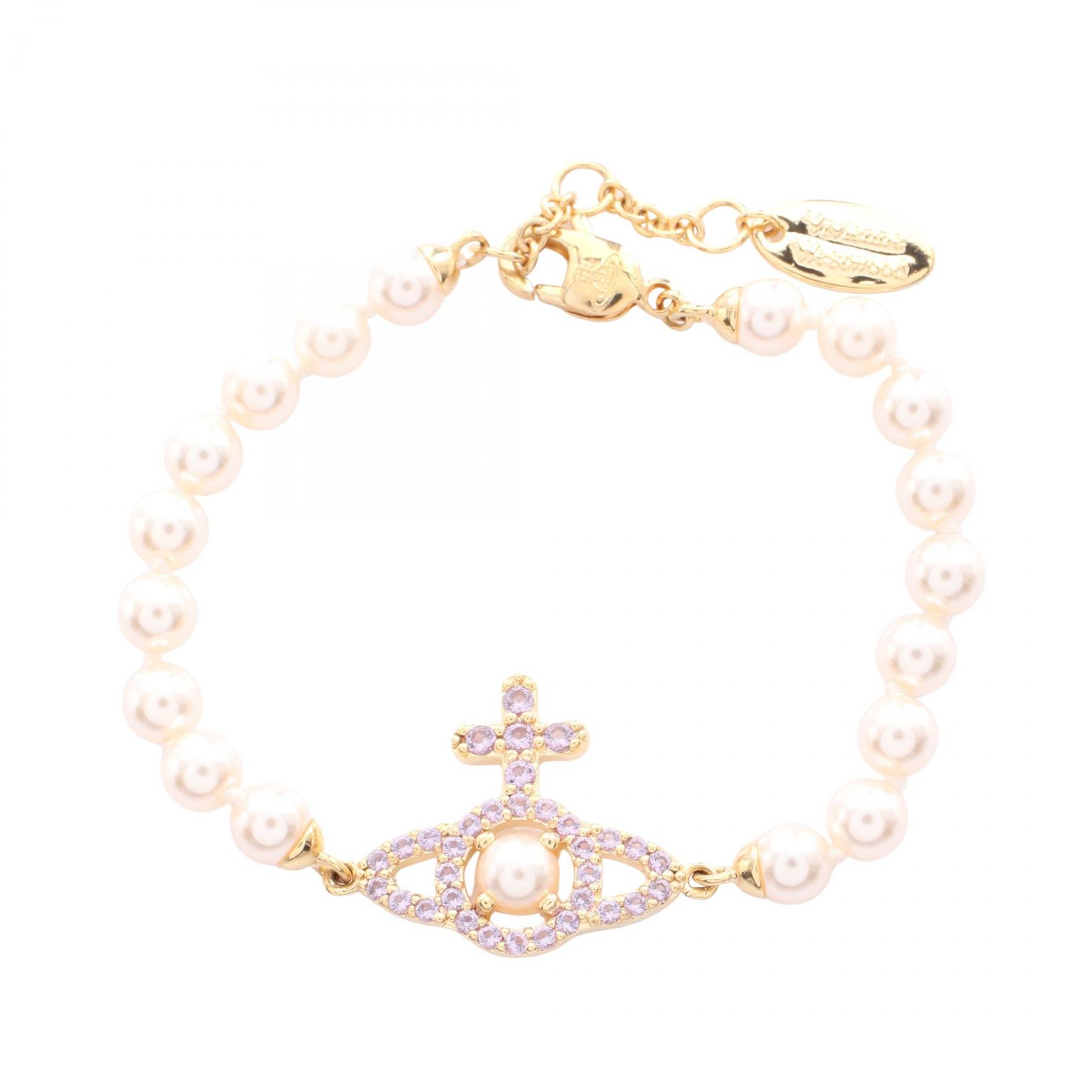 ヴィヴィアンウエストウッド Vivienne Westwood OLYMPIA PEARL ブレスレット アクセサリー GP（ゴールドメッキ） フェイクパール / ラインストーン レディース ホワイト系 / ゴールド系 / パープル系 6103007R/02R667 【新品】