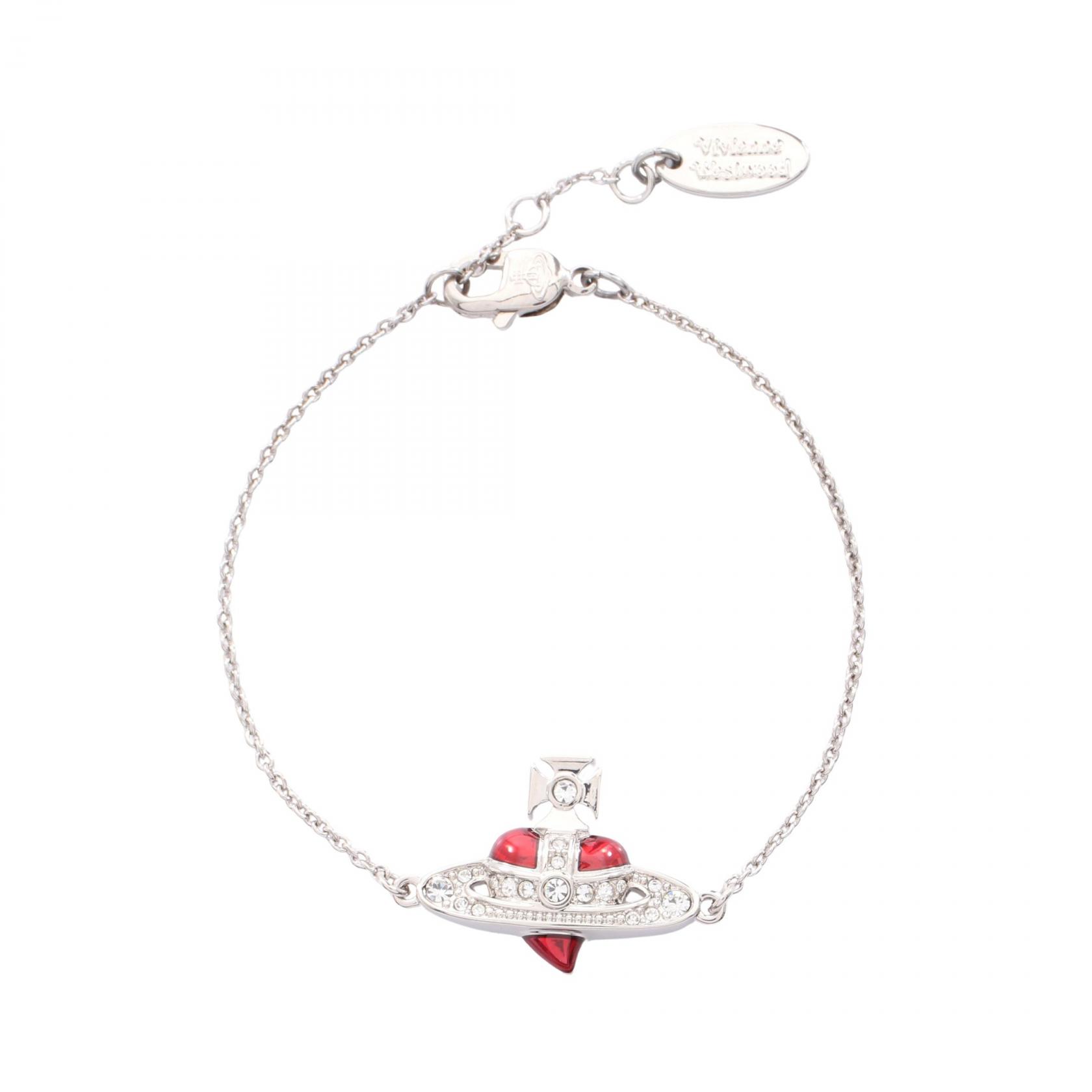 ヴィヴィアンウエストウッド Vivienne Westwood NEW DIAMANTE HEART ブレスレット アクセサリー ステンレススチール ラインストーン レディース シルバー系 / レッド系 / クリア系 6102021T/02P383 【新品】