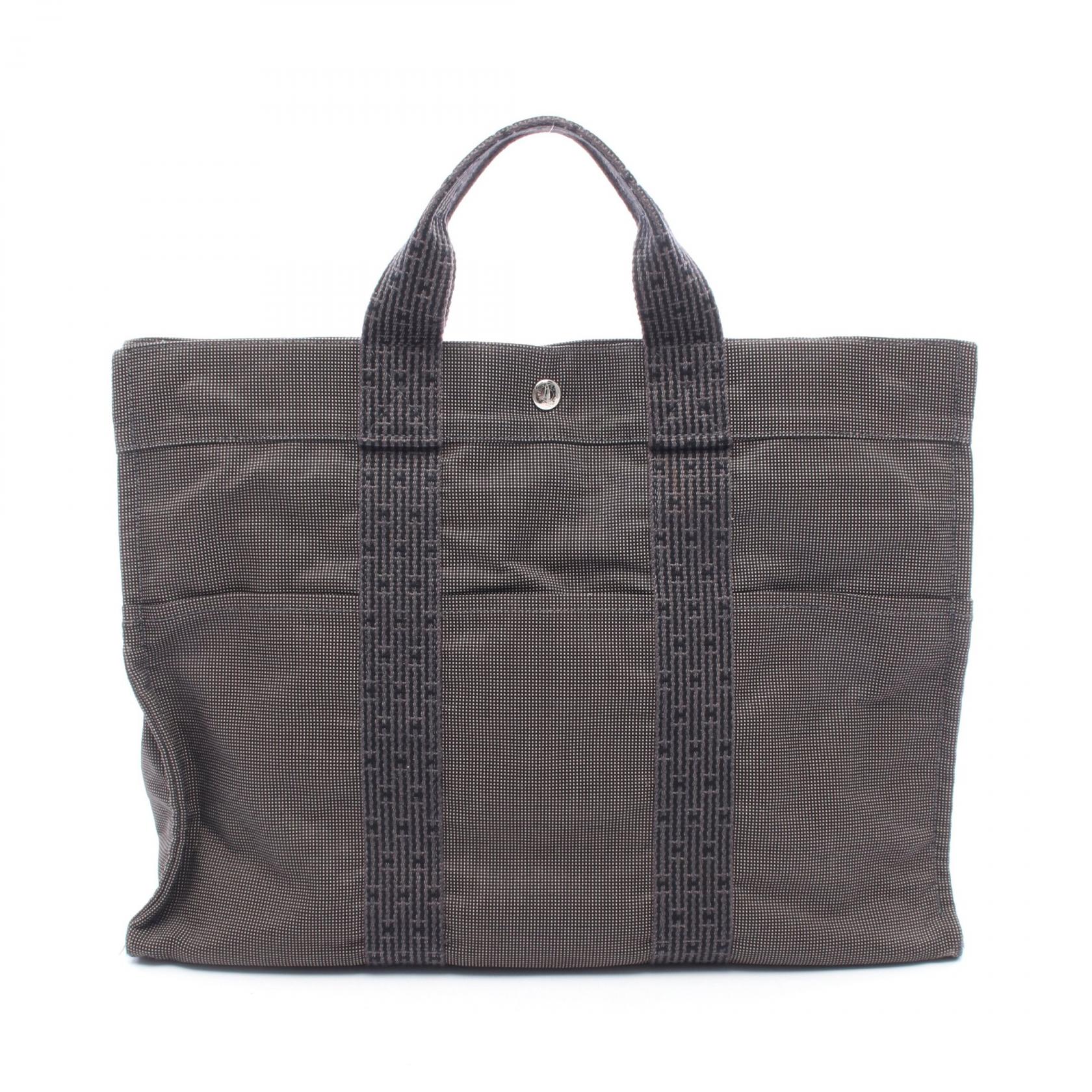 【5%OFFクーポン×ポイント5倍】エルメス HERMES エールラインMM トートバッグ バッグ キャンバス ナイロンキャンバス メンズ レディース グレー系 【中古】