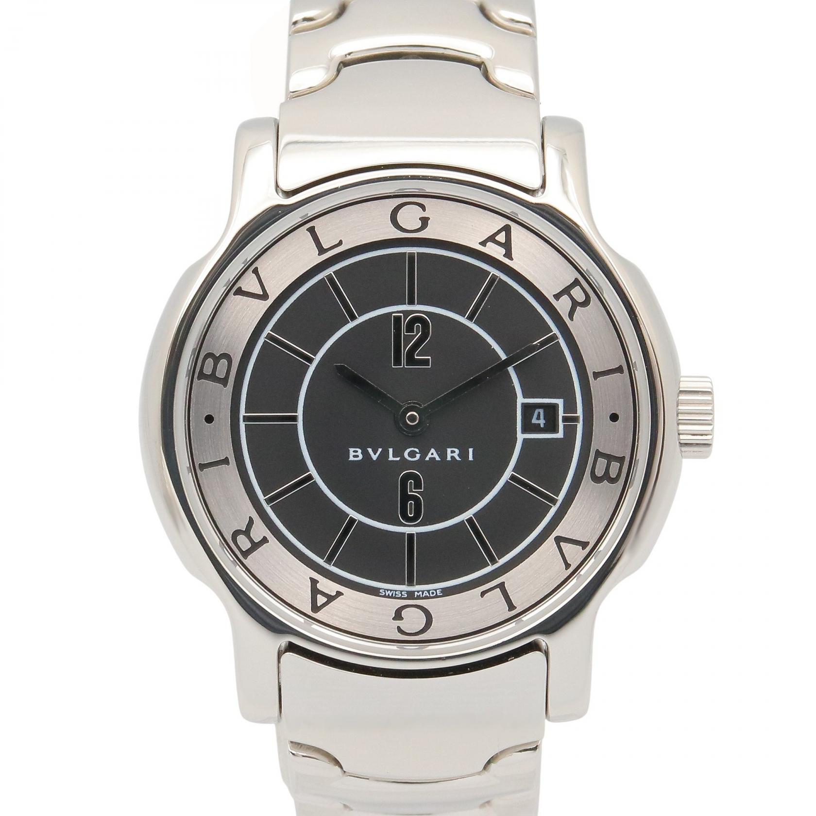 ブルガリ BVLGARI ソロテンポ 腕時計 時計 ステンレススチール レディース ブラック系 ST29S 【中古】