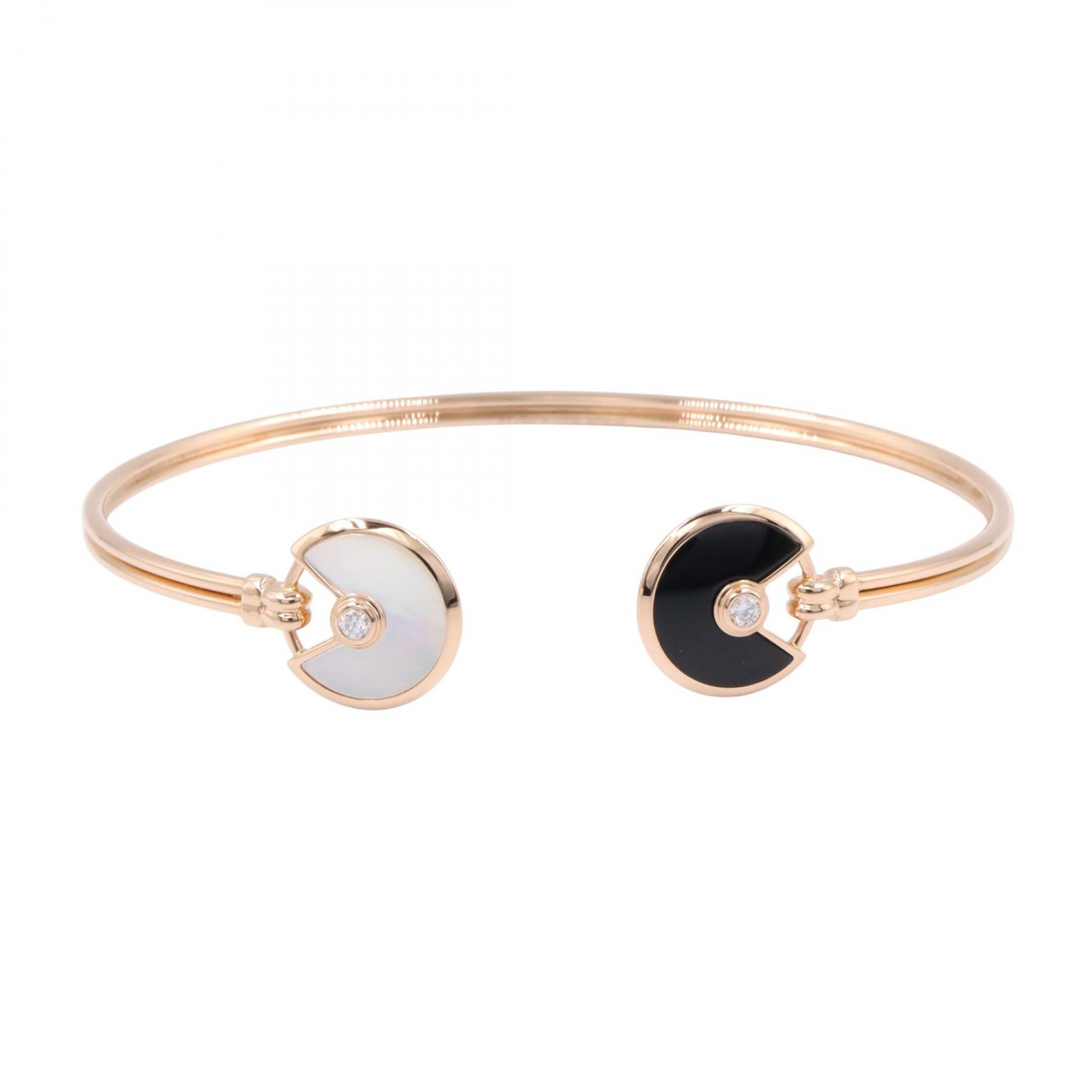 【10%OFFクーポン対象】カルティエ CARTIER アミュレットブレスレット マザーオブパール オニキス ブレスレット アクセサリー K18PG（ピンクゴールド） ダイヤモンド マザーオブパール / オニキス レディース ゴールド系 / ホワイト系 / ブラック系 【中古】
