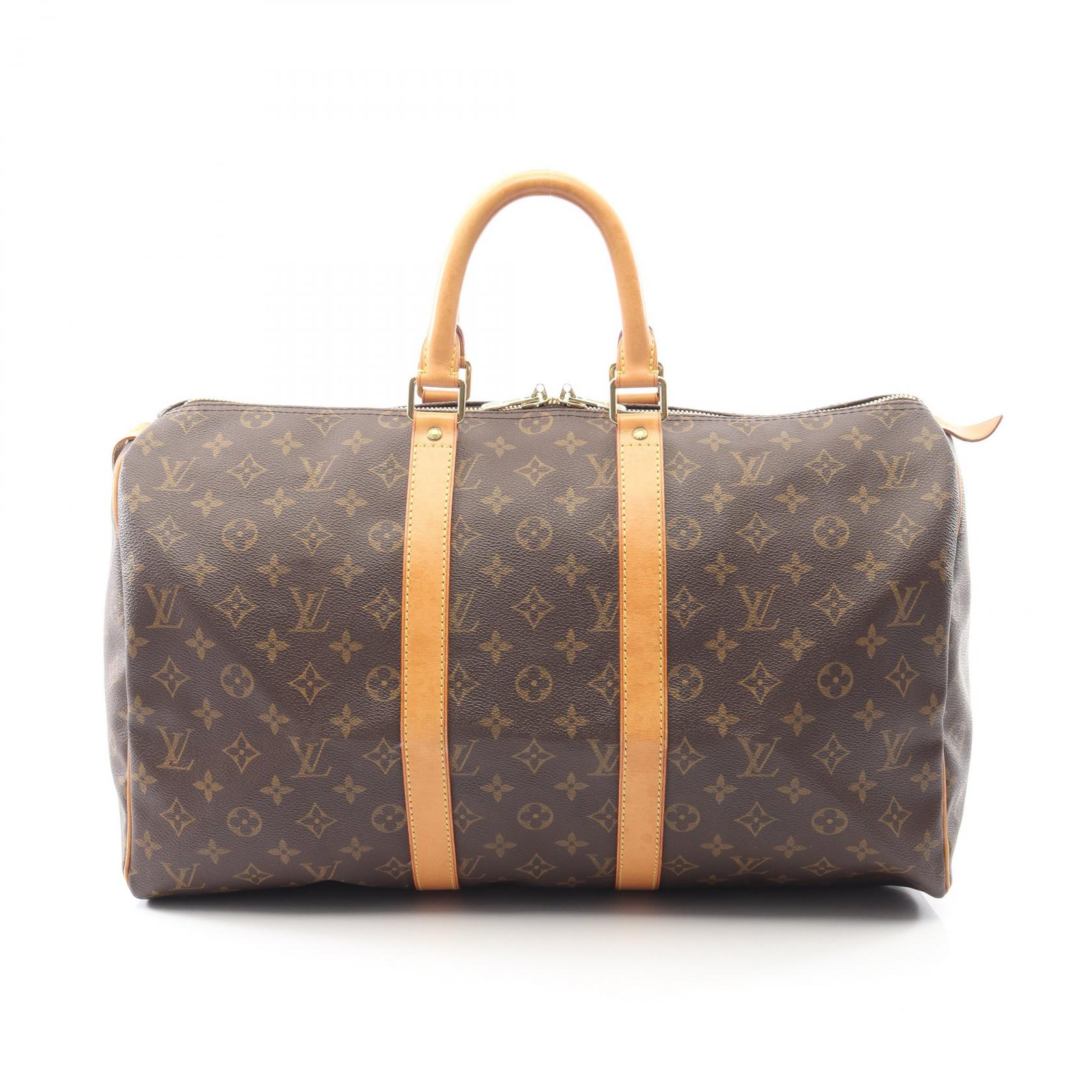 【5%OFFクーポン×ポイント5倍】ルイ・ヴィトン LOUIS VUITTON キーポル45 ボストンバッグ バッグ PVCコーティングキャンバス レザー モノグラム メンズ レディース ブラウン系 M41428 【中古】