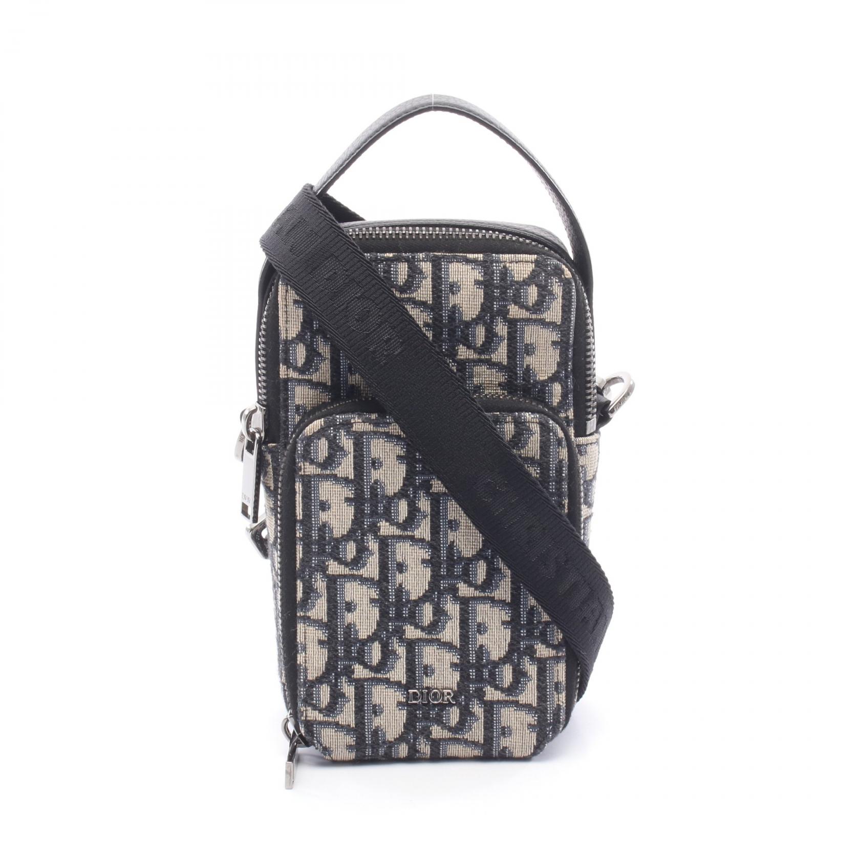 【P5倍×15%OFFクーポン】ディオール Dior RIDER ライダー マイクロ オブリーク ハンドバッグ バッグ キャンバス レザー メンズ ネイビー系 / ベージュ系 【中古】