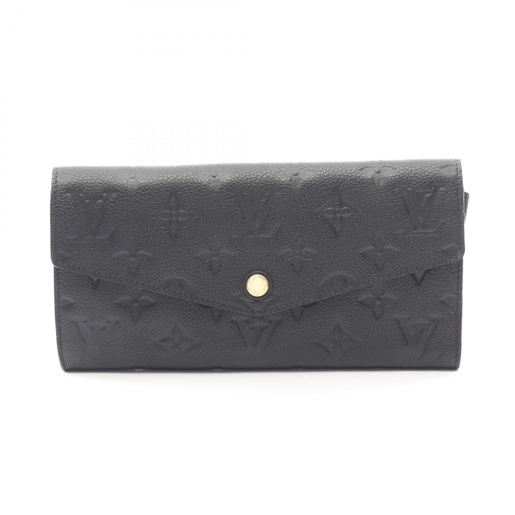 【5千円OFFクーポン対象】ルイ・ヴィトン LOUIS VUITTON ポルトフォイユ キュリーズ 二つ折り長財布 財布 レザー モノグラム・アンプラント レディース ネイビー系 M60287 【中古】