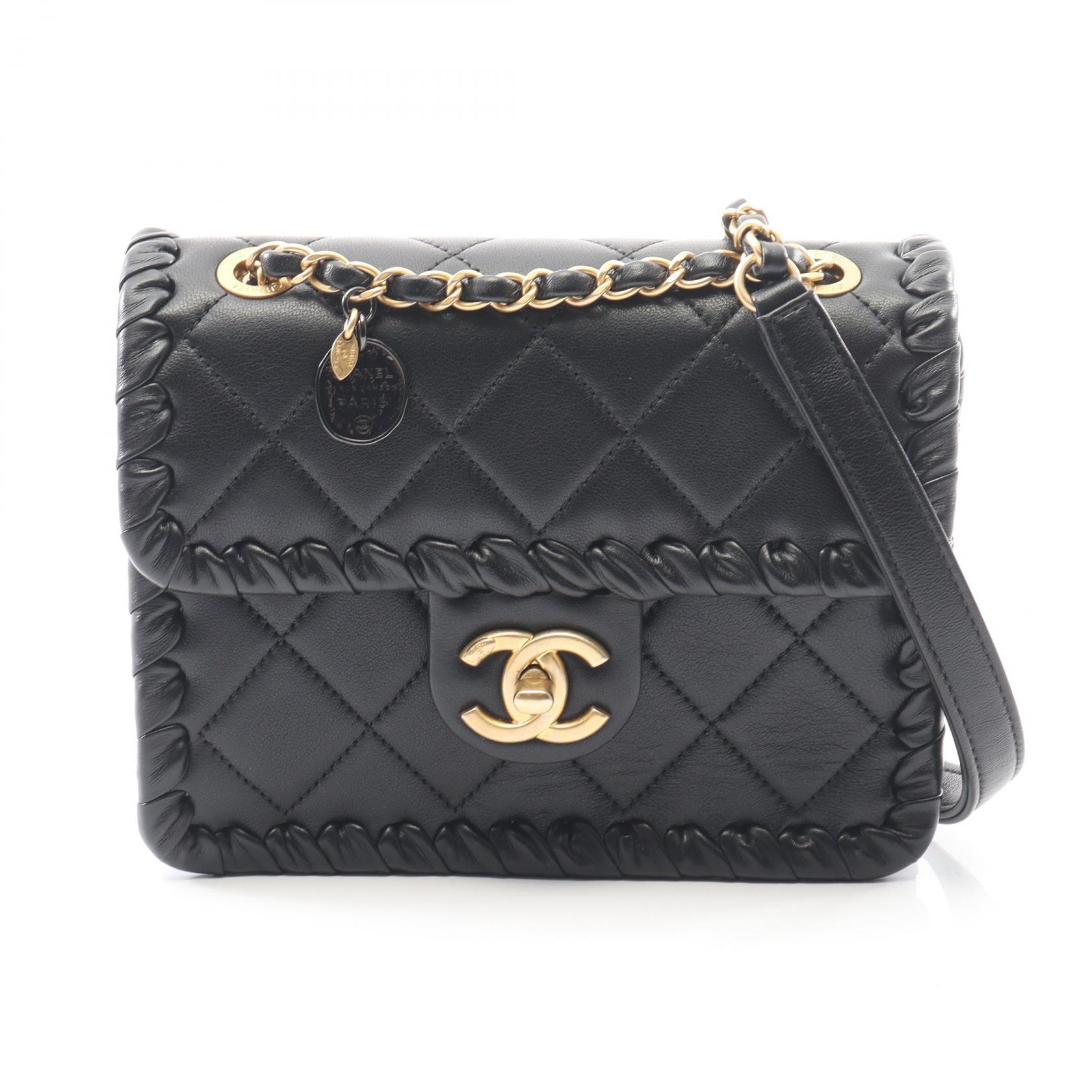 【P5倍×15%OFFクーポン】シャネル CHANEL マトラッセ ショルダーバッグ バッグ ラムスキン（羊革） レディース ブラック系 AS2496 【中古】