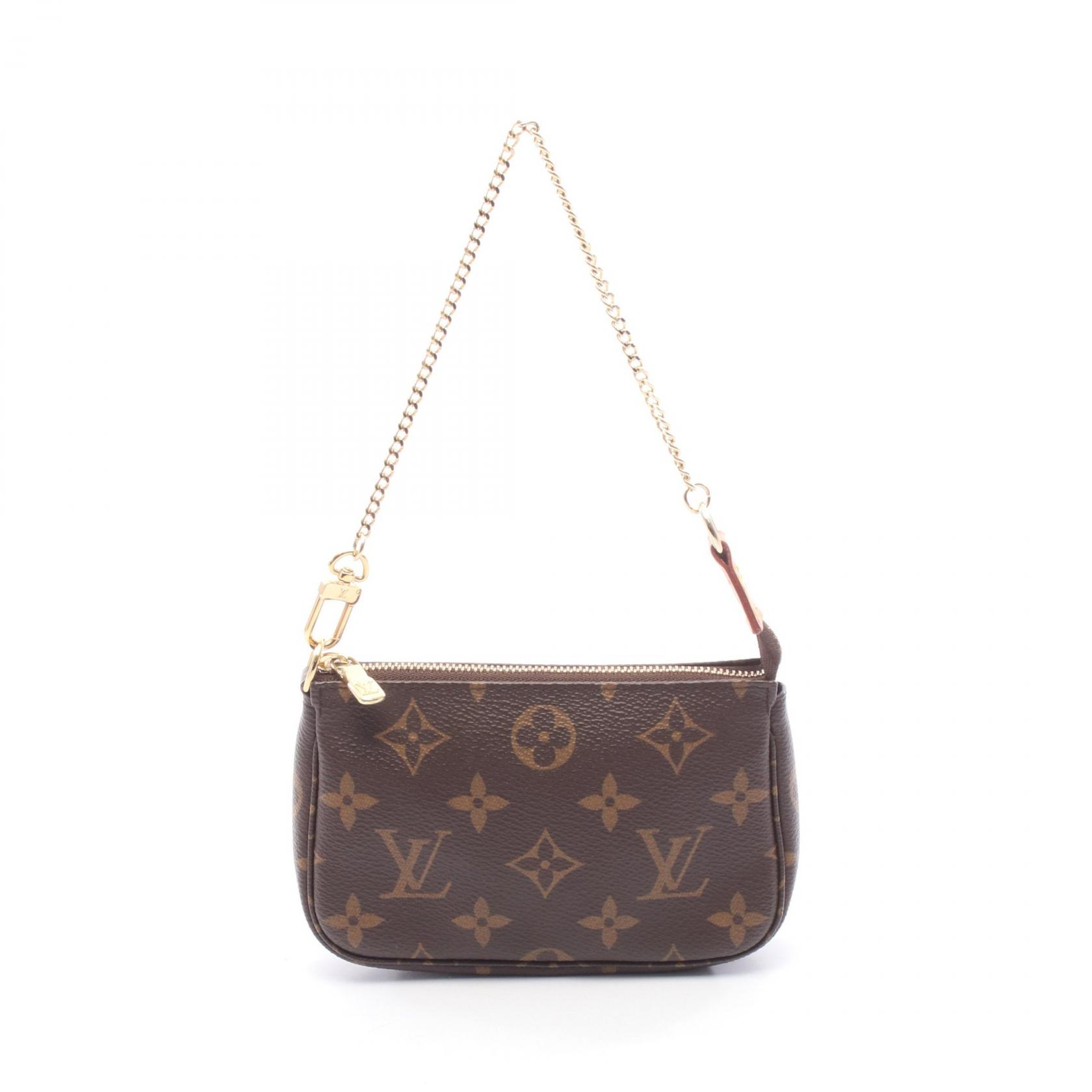 ルイ・ヴィトン LOUIS VUITTON ミニ ポシェット アクセソワール ハンドバッグ バッグ PVCコーティングキャンバス レザー モノグラム レディース ブラウン系 M58009 【中古】
