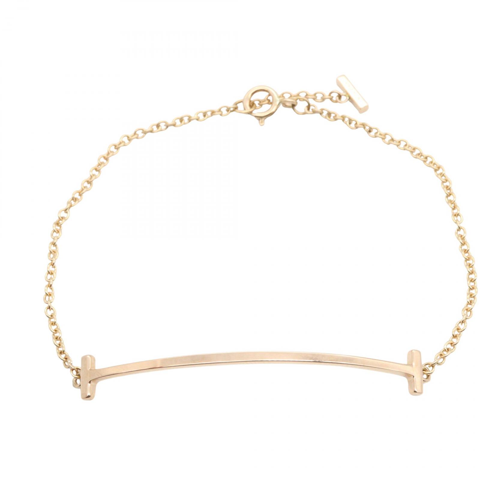 【P5倍×5%OFFクーポン】ティファニー TIFFANY＆CO Tスマイル ブレスレット ミディアム ブレスレット アクセサリー K18PG（ピンクゴールド） レディース ゴールド系 75370075 【中古】