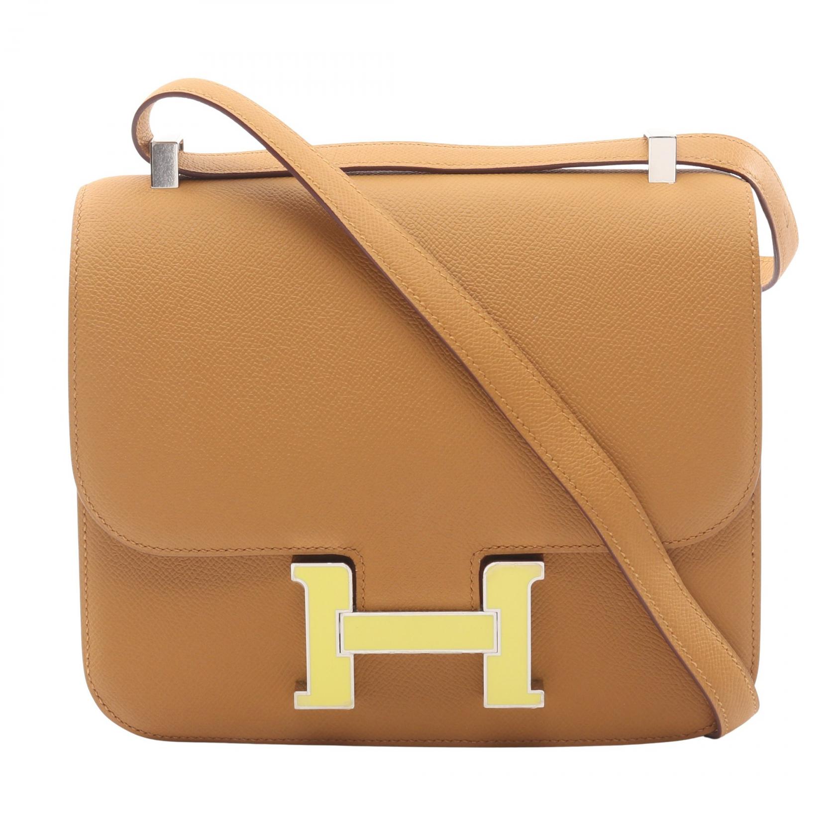 【P5倍×15%OFFクーポン】エルメス HERMES コンスタンス3 24 ショルダーバッグ バッグ レザー ヴォーエプソン ヴォーエプソン レディース ブラウン系 ライム 【中古】