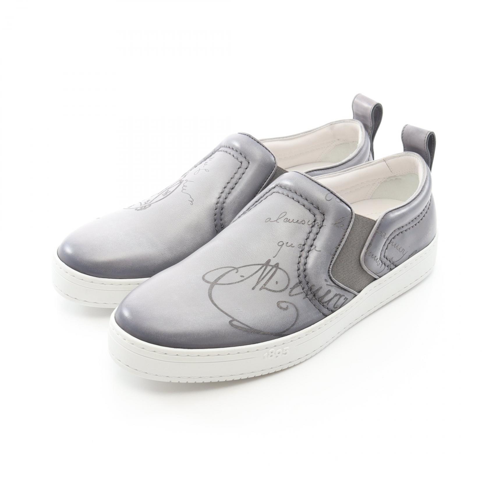 【10%OFFクーポン 7/26 9:59〆】 ベルルッティ Berluti プレイタイム スクリット スリッポン 靴 レザー メンズ グレー系 【中古】|Brandoff銀座