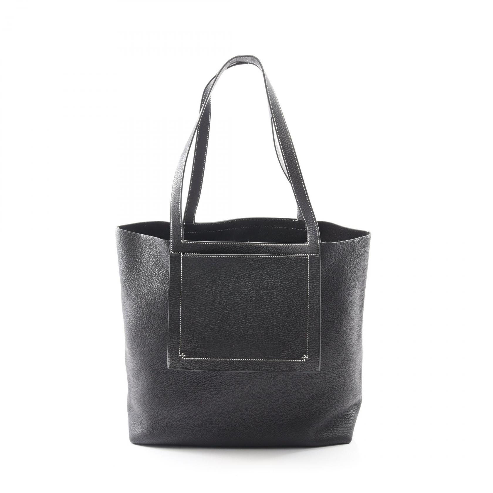 【P5倍×15%OFFクーポン】エルメス HERMES カバセリエ46 トートバッグ バッグ レザー トリヨンクレマンス レディース ブラック系 【中古】