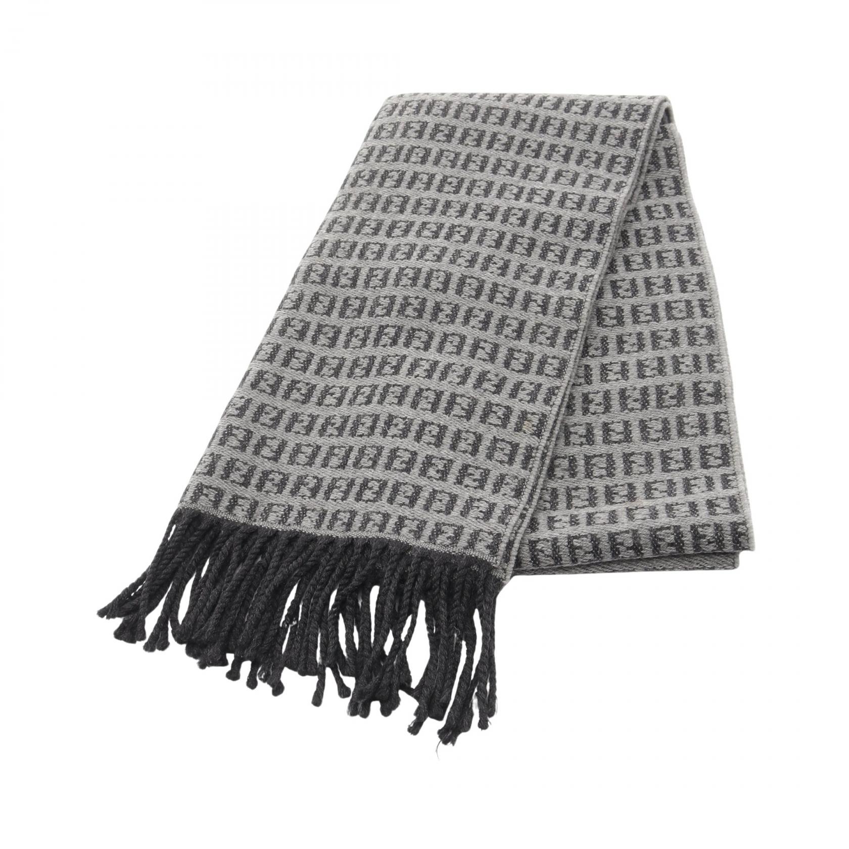 フェンディ FENDI FF柄 マフラー 衣料品 ウール メンズ グレー系 / ブラック系 【中古】