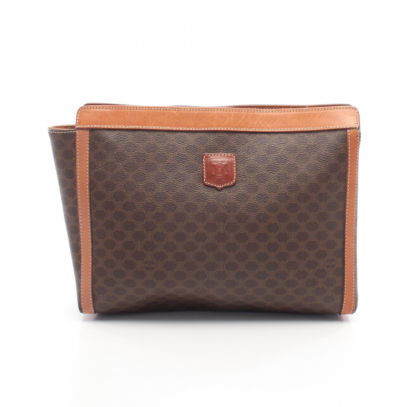 【20%OFFクーポン 7/26 9:59〆】セリーヌ CELINE マカダム セカンドバッグ クラッチバッグ バッグ PVCコーティングキャンバス レザー レディース ブラウン系 【中古】|Brandoff銀座