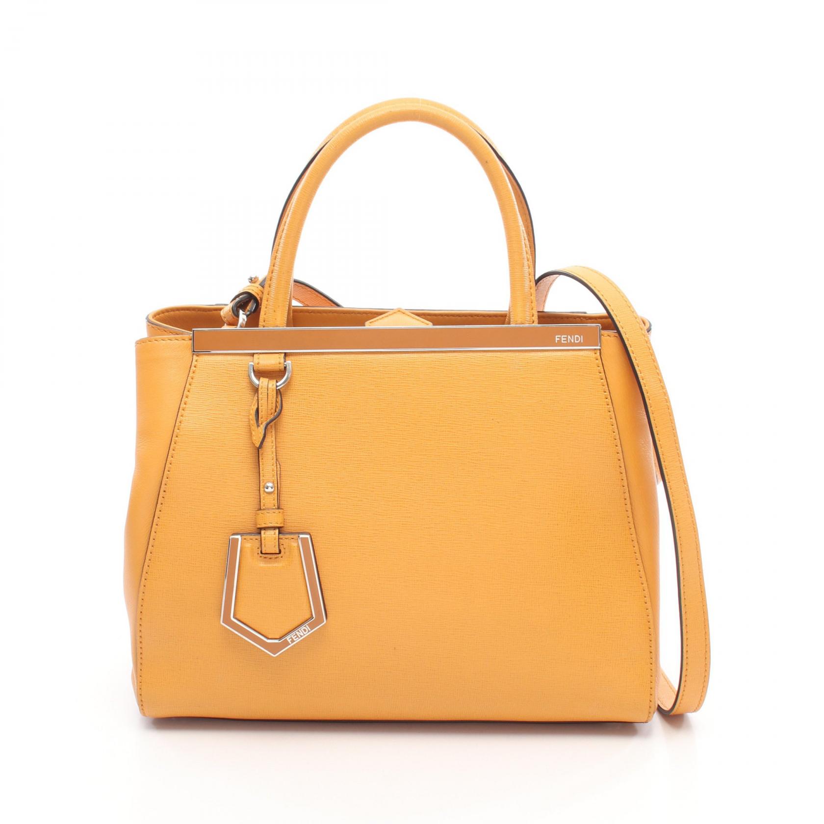 フェンディ FENDI PETITE 2JOURS プチ トゥージュール ハンドバッグ バッグ レザー レディース イエロー系 8BH253 【中古】