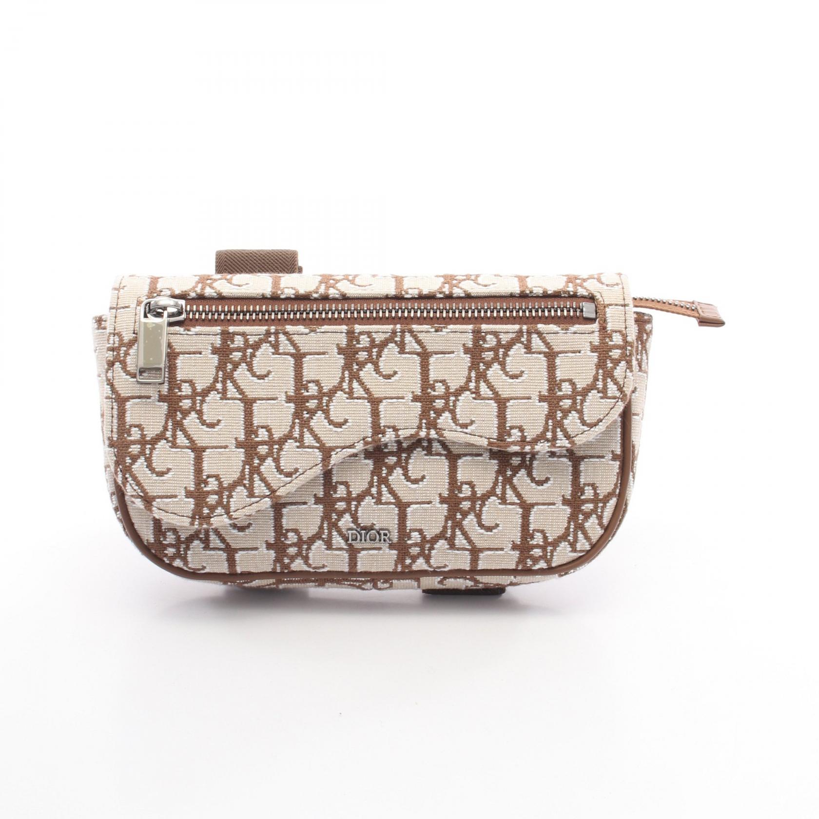 【5%OFFクーポン×ポイント5倍】クリスチャンディオール Christian Dior DIOR × TRAVIS SCOTT CACTUS JACK SADDLE サドル ポーチ バッグ キャンバス レディース ベージュ系 / ブラウン系 【中古】