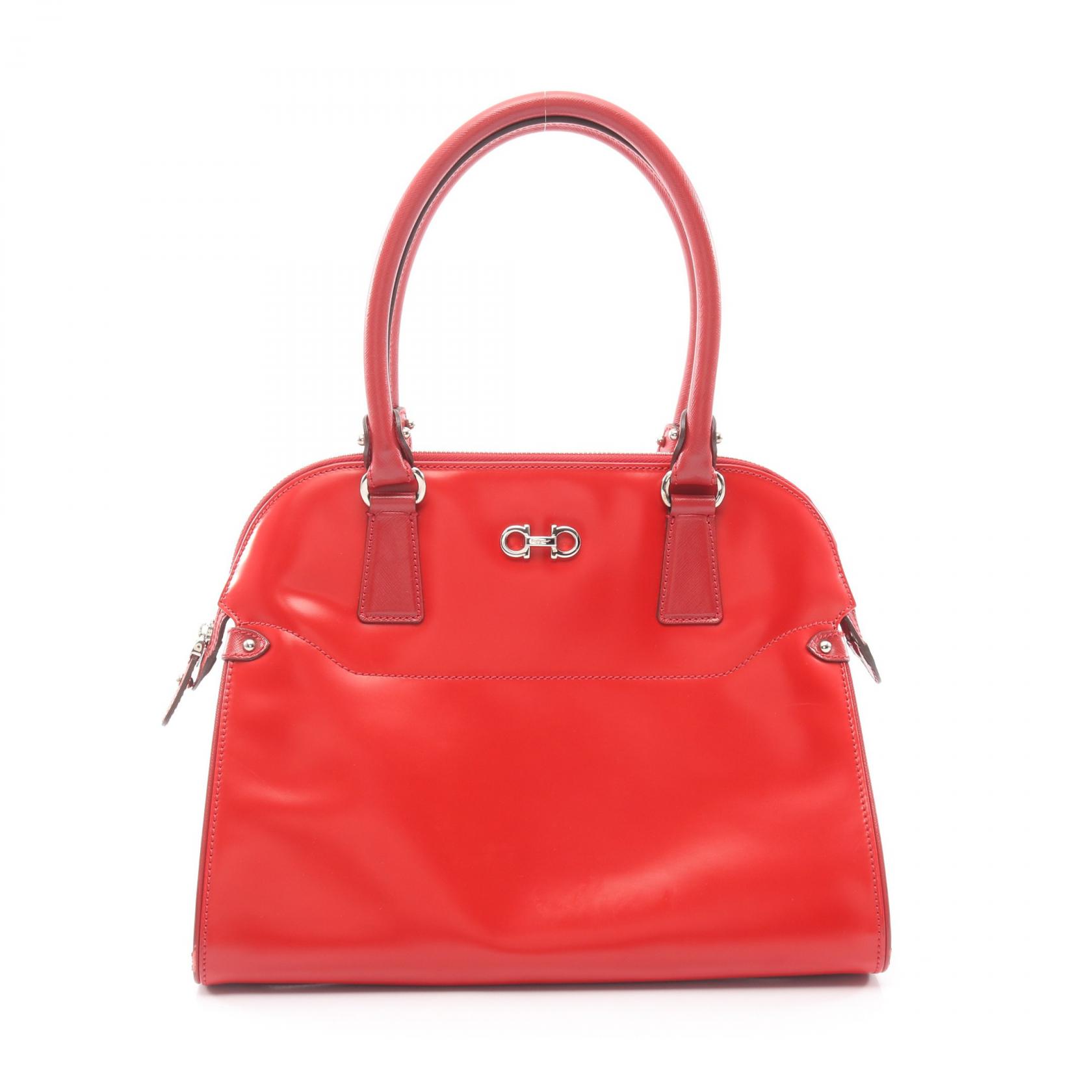 サルヴァトーレフェラガモ Salvatore Ferragamo ガンチーニ ハンドバッグ バッグ レザー レディース レッド系 21 C814 【中古】