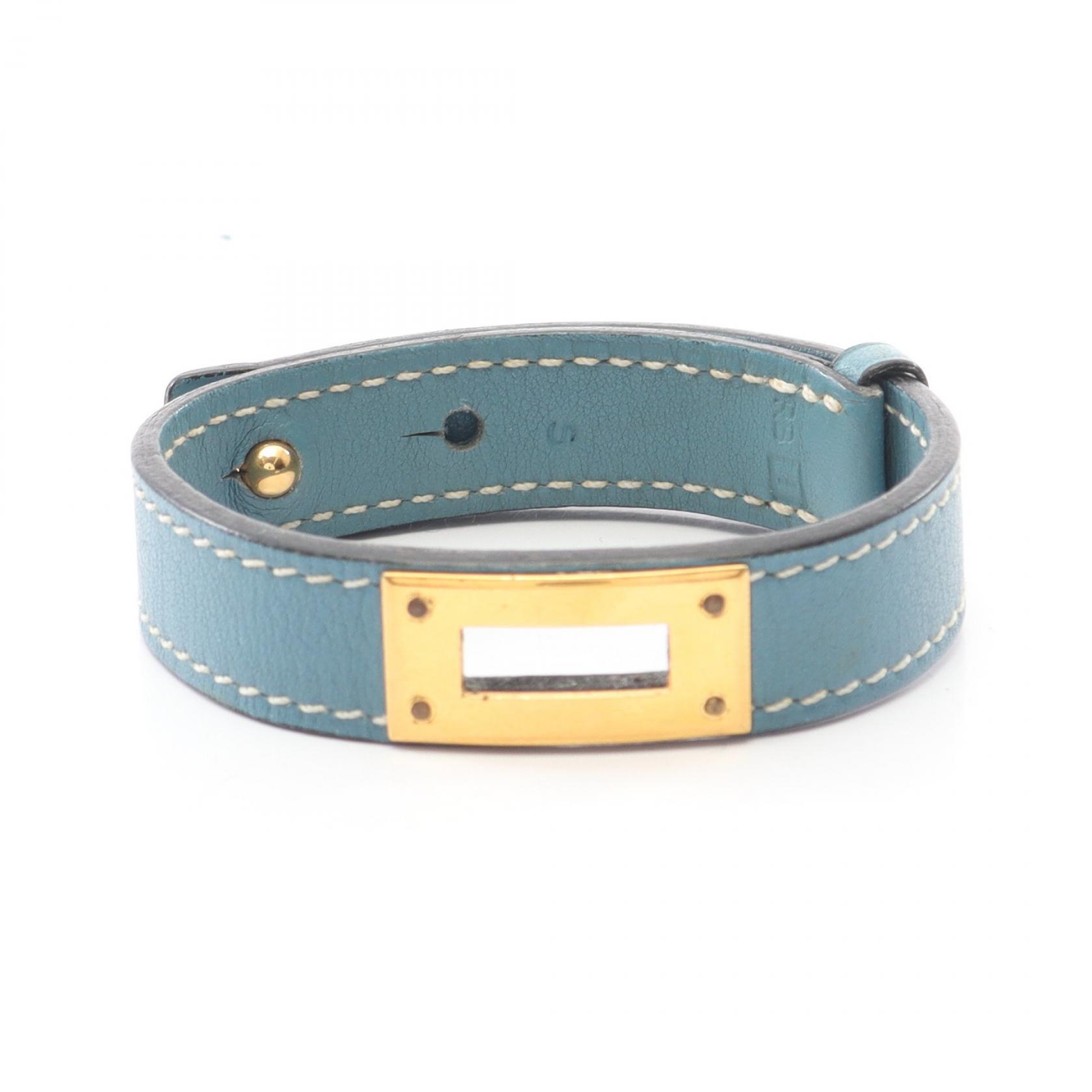 【P5倍×5%OFFクーポン】エルメス HERMES ケリー ブレスレット アクセサリー レザー レディース ブルー系 【中古】 24,750円