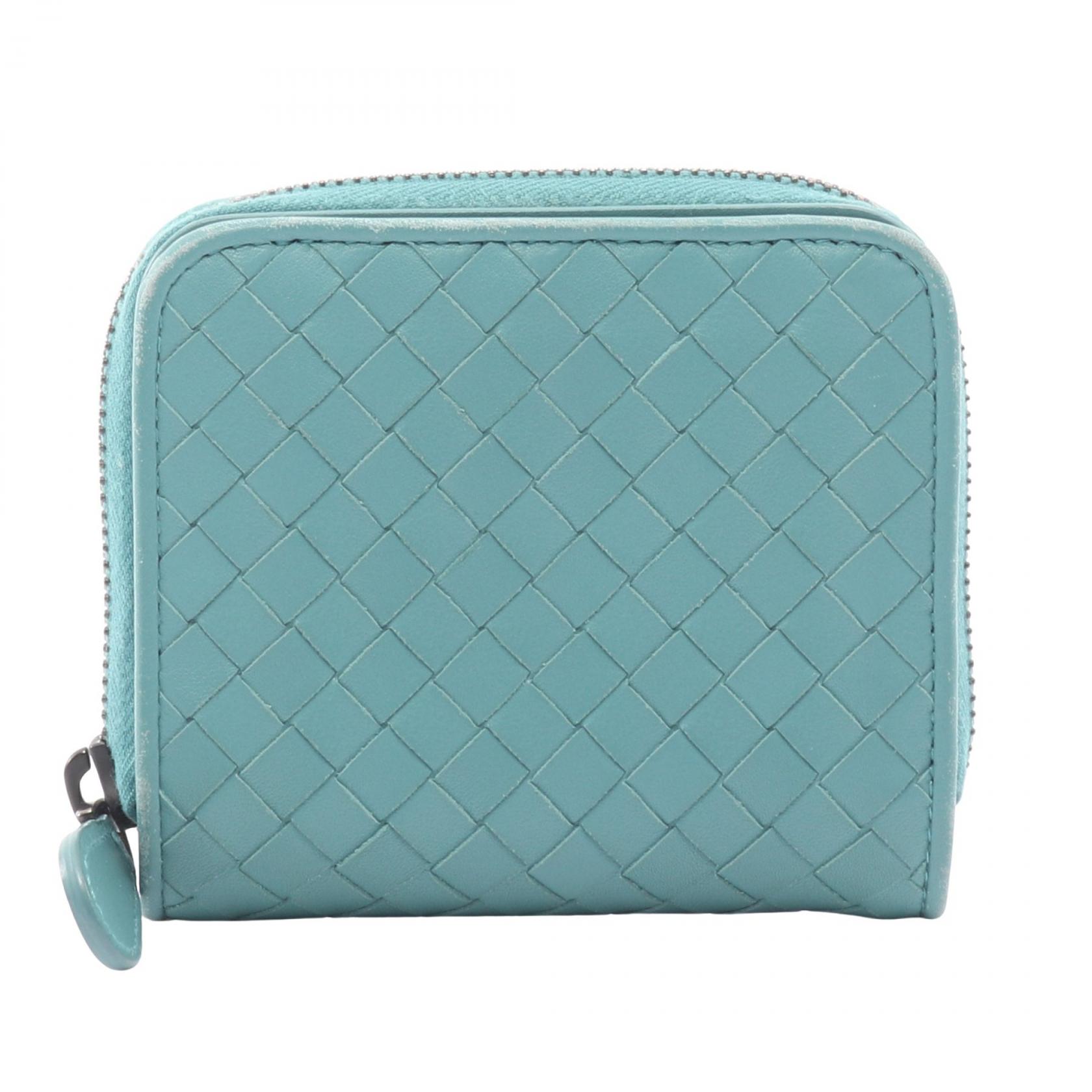 ボッテガヴェネタ BOTTEGA VENETA イントレチャート 二つ折り財布 財布 レザー レディース グリーン系 624048 【中古】