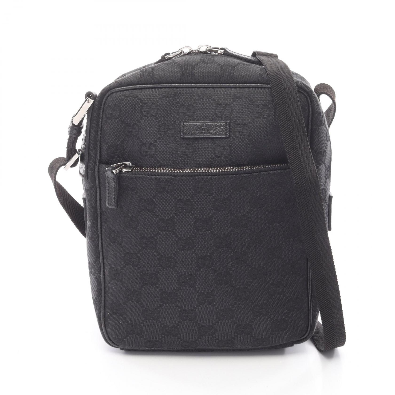 【5千円OFFクーポン対象】グッチ GUCCI GGキャンバス ショルダーバッグ バッグ キャンバス レザー レディース ブラック系 03136 【中古】