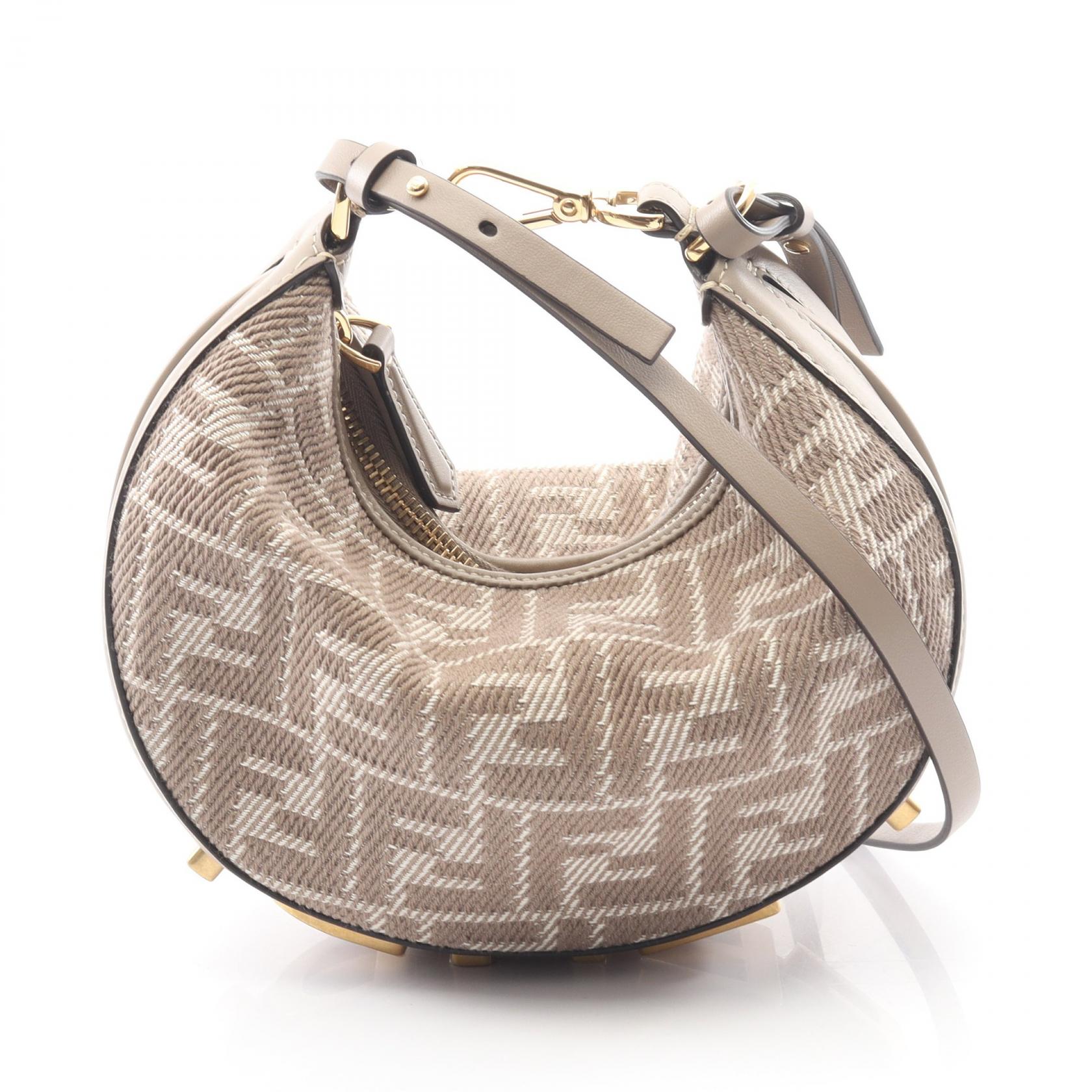 【2万円OFFクーポン対象】フェンディ FENDI FENDI GRAPHY フェンディ グラフィ ミニ FF柄 ショルダーバッグ バッグ キャンバス レザー レディース ベージュ系 8BS081AUPX 【中古】