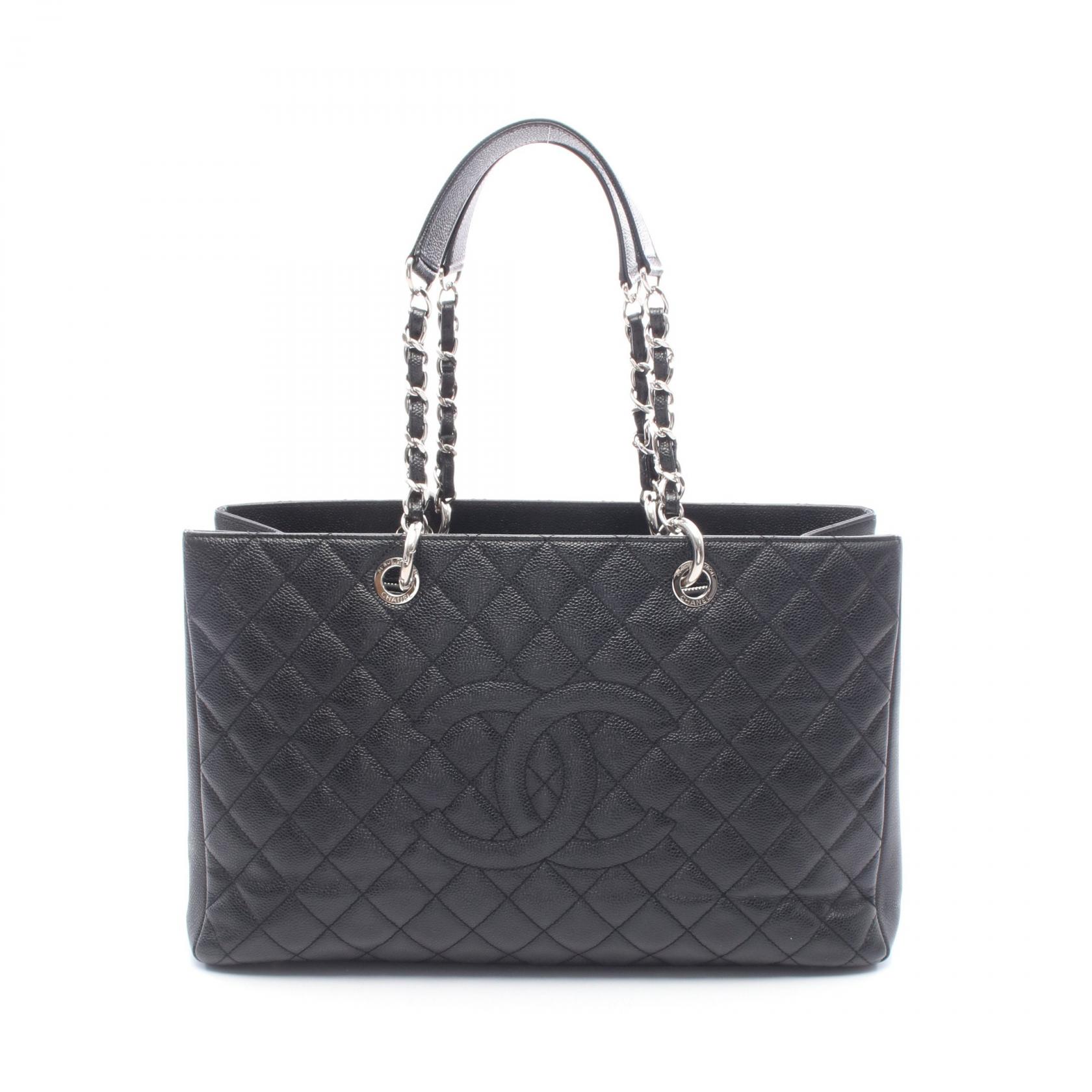 【5%OFFクーポン×ポイント5倍】シャネル CHANEL マトラッセ グランドショッピング GST XL トートバッグ バッグ レザー カーフ（牛革） レディース ブラック系 【中古】