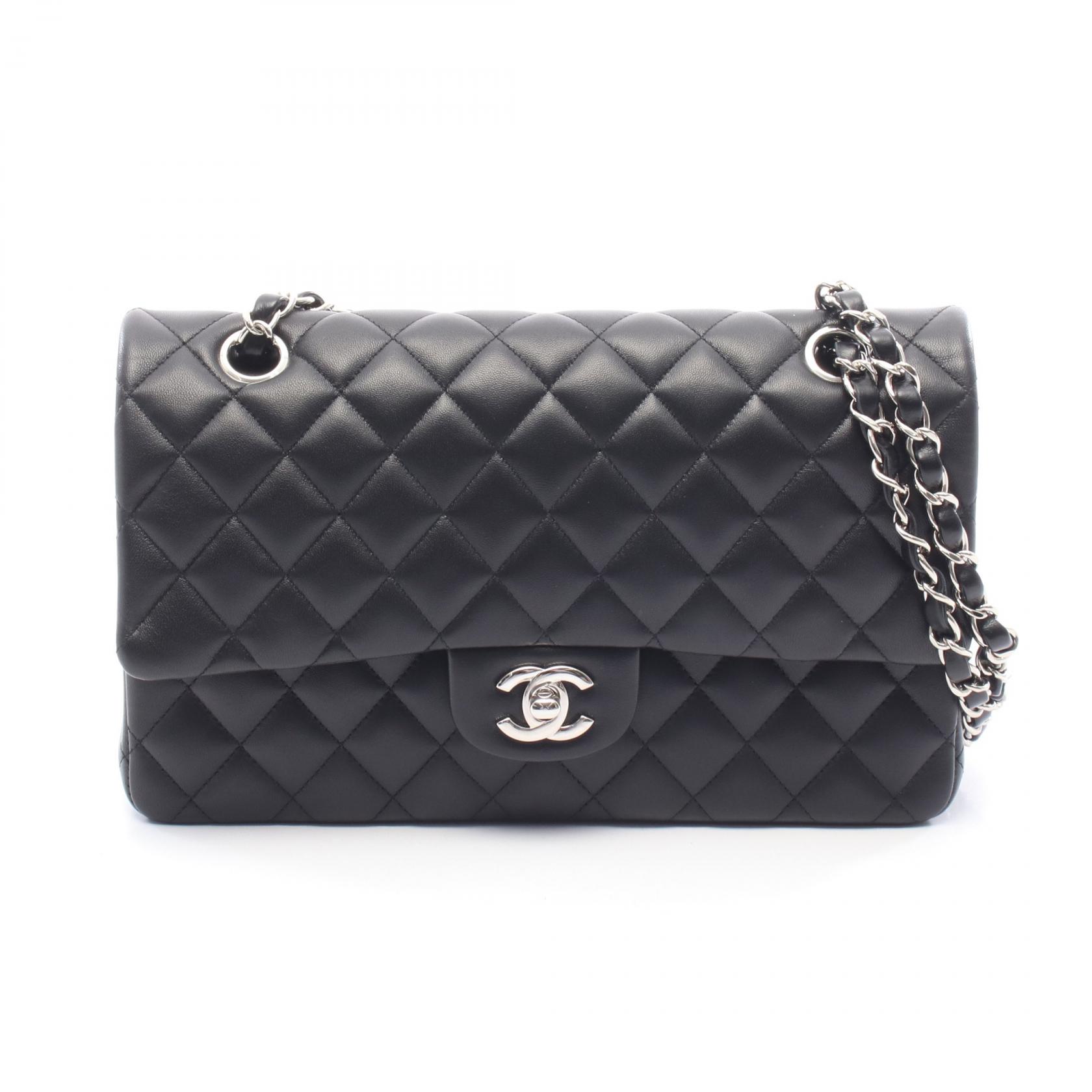 【10%OFFクーポン対象】シャネル CHANEL マトラッセ Wフラップ ショルダーバッグ バッグ ラムスキン（羊革） レディース ブラック系 【中古】 552,000円