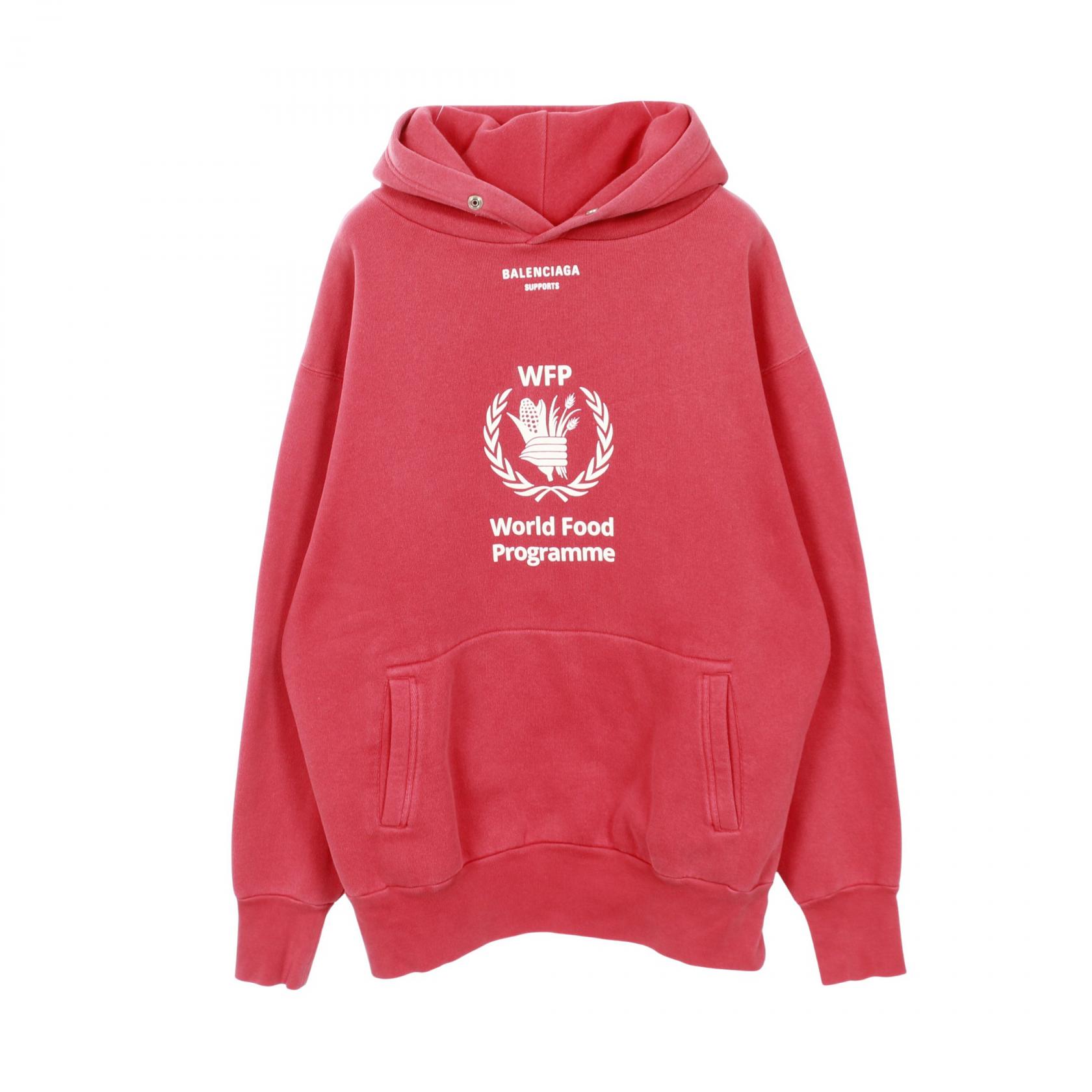 【10%OFFクーポン 7/26 9:59〆】 バレンシアガ BALENCIAGA WFP ロゴプリント パーカー 衣料品 トップス コットン メンズ レッド系 【中古】|Brandoff銀座