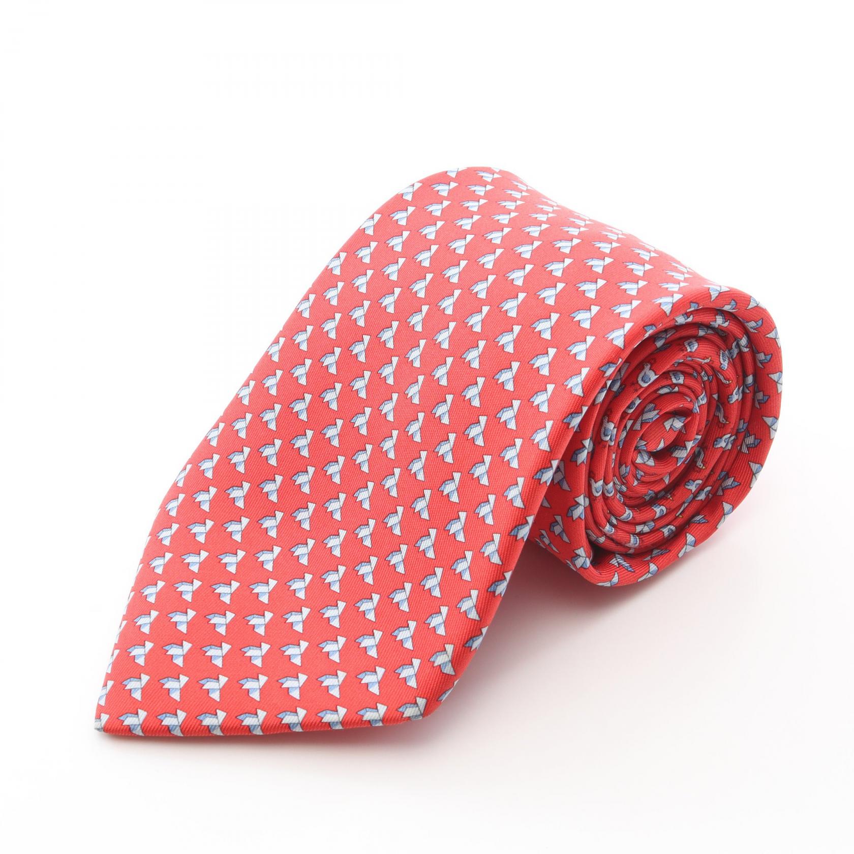 【4時間限定！ポイント10倍 】4/13 20時～23:59／エルメス HERMES ネクタイ 衣料品 シルク シルク メンズ レッド系 / ブルー系 【中古】