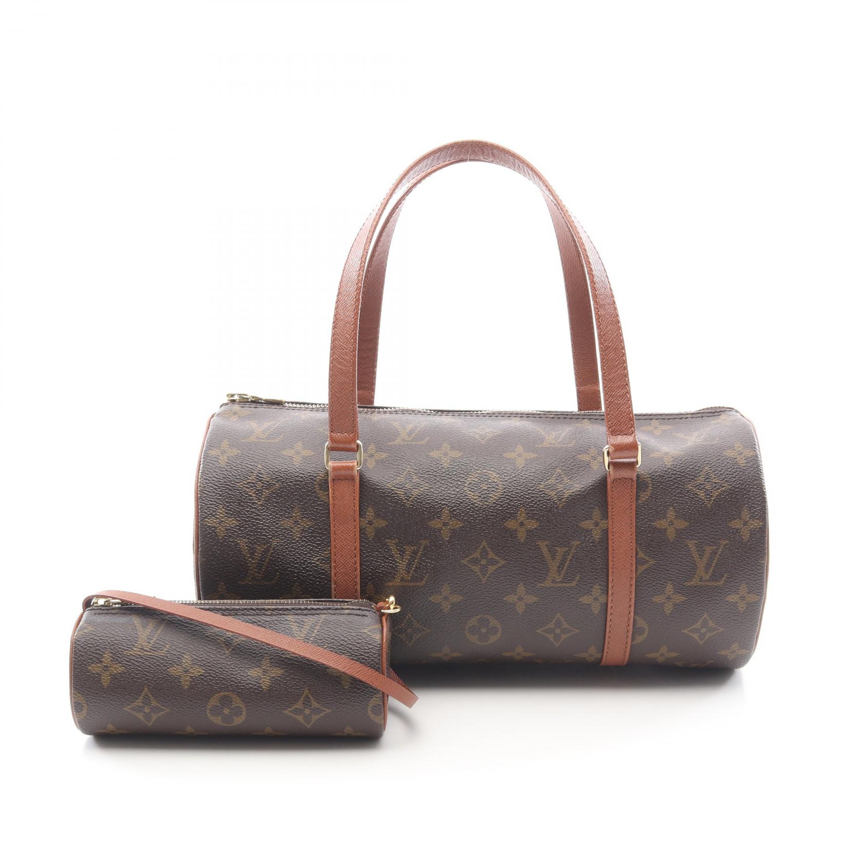 【P5倍×15%OFFクーポン】ルイ・ヴィトン LOUIS VUITTON パピヨン30 旧型 ハンドバッグ バッグ PVCコーティングキャンバス レザー モノグラム レディース ブラウン系 M51365 【中古】
