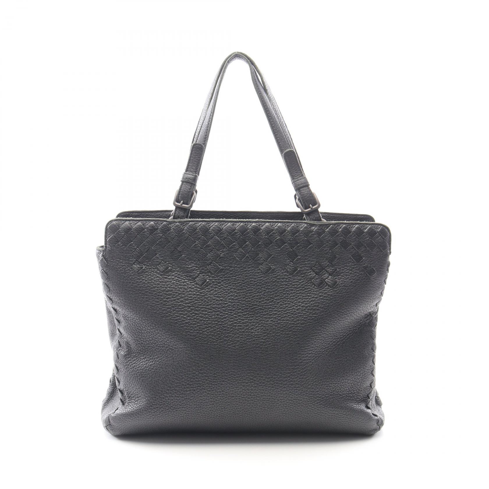 【15%OFFクーポン 7/26 9:59〆】ボッテガヴェネタ BOTTEGA VENETA イントレチャート トートバッグ バッグ レザー レディース ブラック系 【中古】|Brandoff銀座
