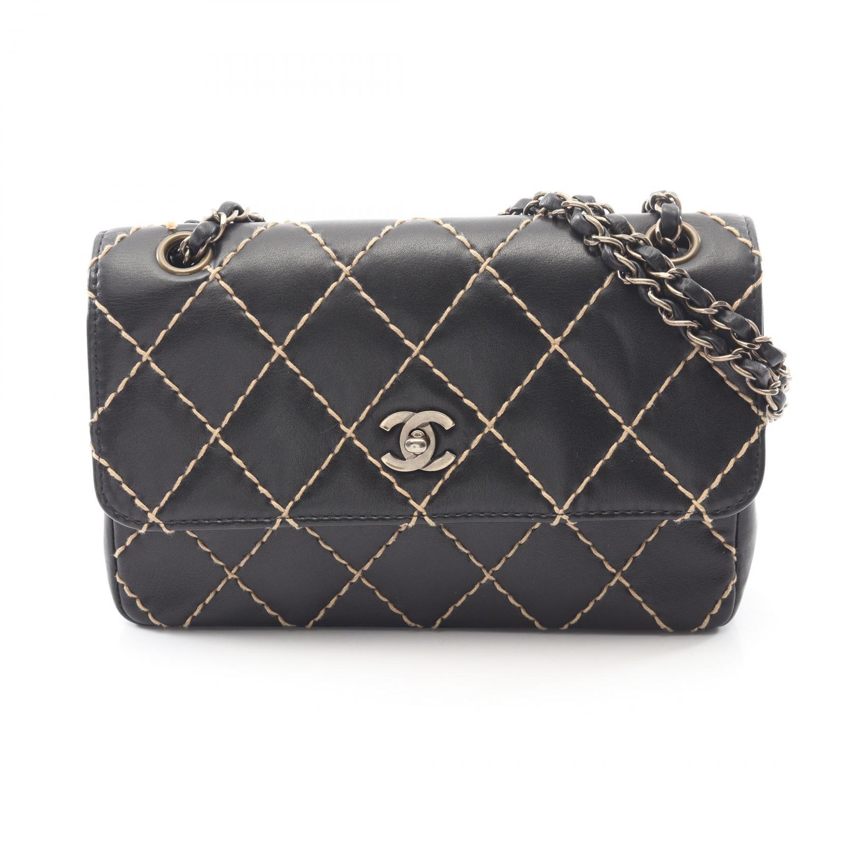 【15%OFFクーポン 7/26 9:59〆】シャネル CHANEL ワイルドステッチ ショルダーバッグ バッグ レザー レディース ブラック系 【中古】｜Brandoff銀座