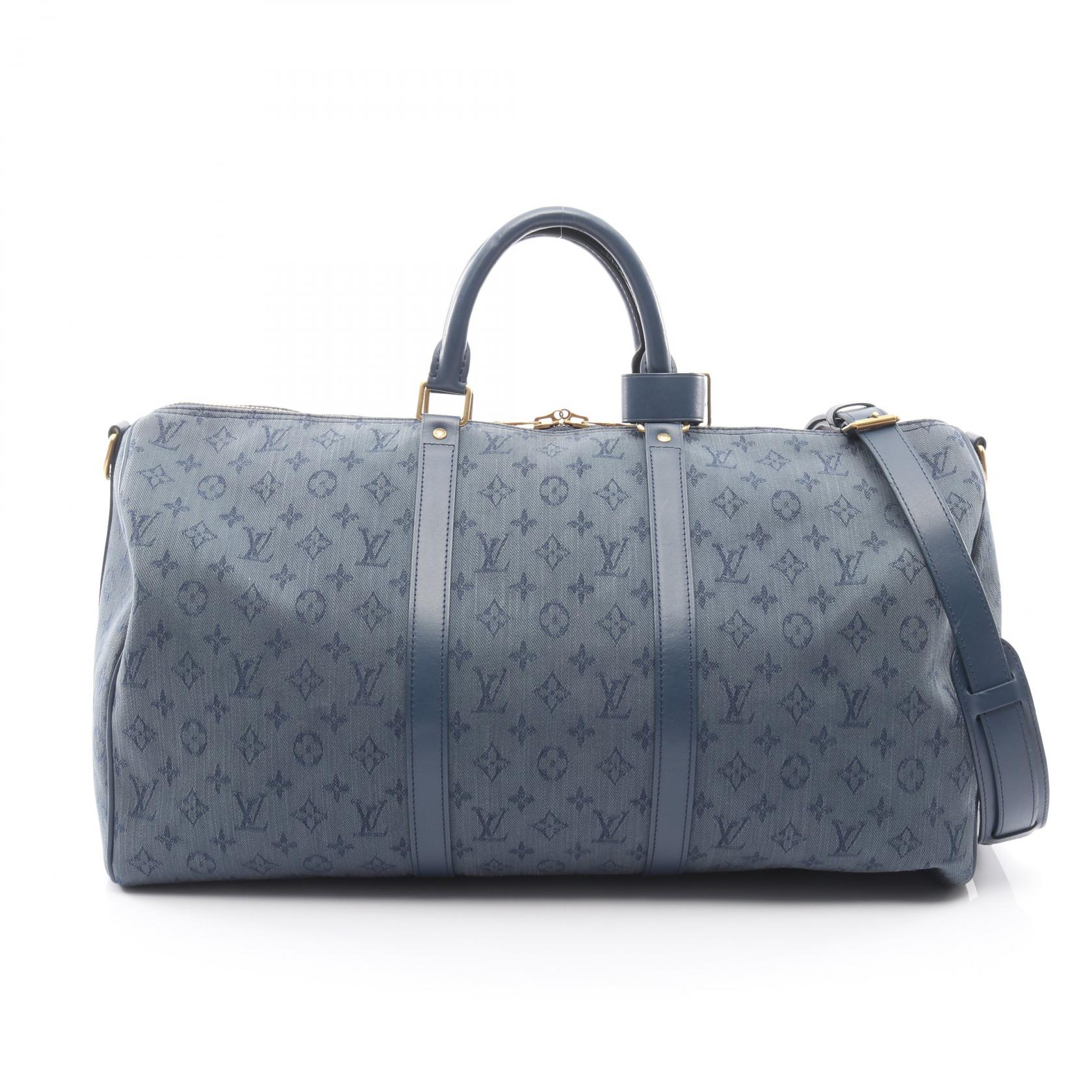 ルイ・ヴィトン LOUIS VUITTON キーポル バンドリエール50 ボストンバッグ バッグ デニム モノグラム・デニム メンズ ネイビー系 M44645 【中古】