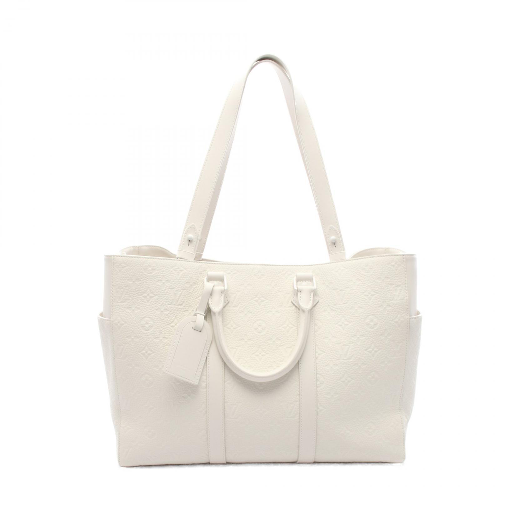 【P5倍×5%OFFクーポン】ルイ・ヴィトン LOUIS VUITTON サックプラ 24H トートバッグ バッグ レザー トリヨンレザー モノグラム・トリヨンレザー メンズ ホワイト系 M24383 【中古】