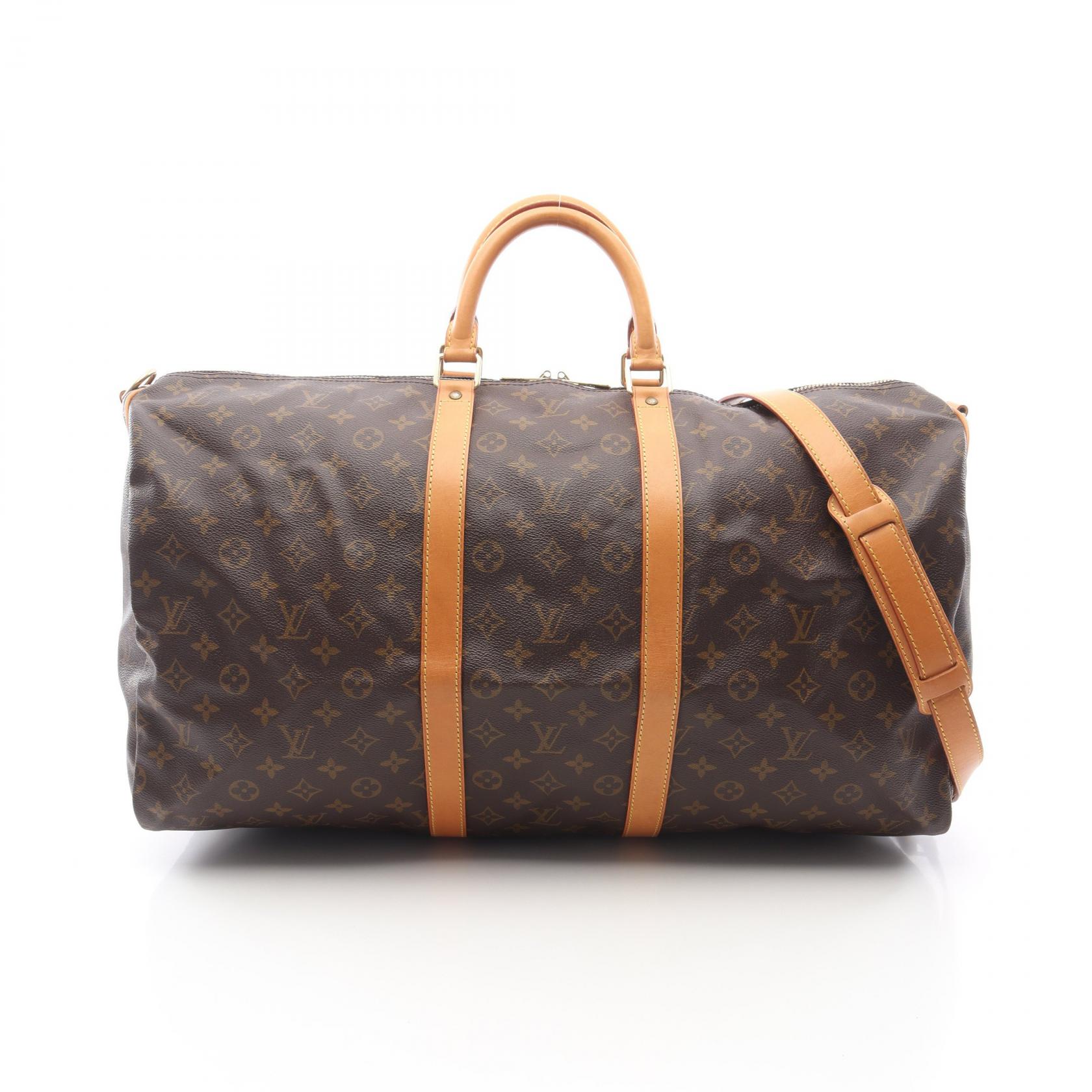 【5%OFFクーポン×ポイント5倍】ルイ・ヴィトン LOUIS VUITTON キーポル バンドリエール55 ボストンバッグ バッグ PVCコーティングキャンバス レザー モノグラム メンズ レディース ブラウン系 M41414 【中古】