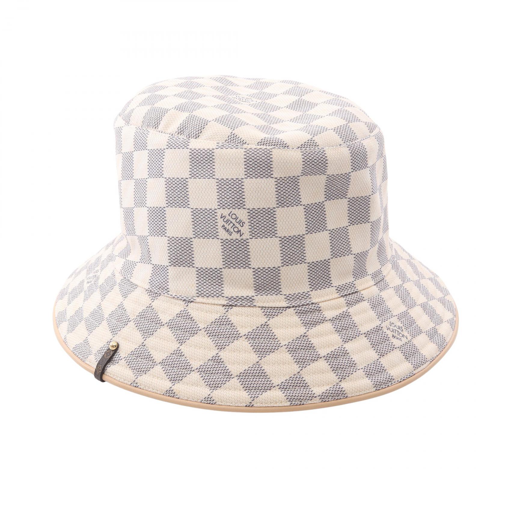 【P5倍×5%OFFクーポン】ルイ・ヴィトン LOUIS VUITTON ボブ ダミエ アズール ハット 帽子 コットン メンズ レディース ホワイト系 / グレー系 【中古】