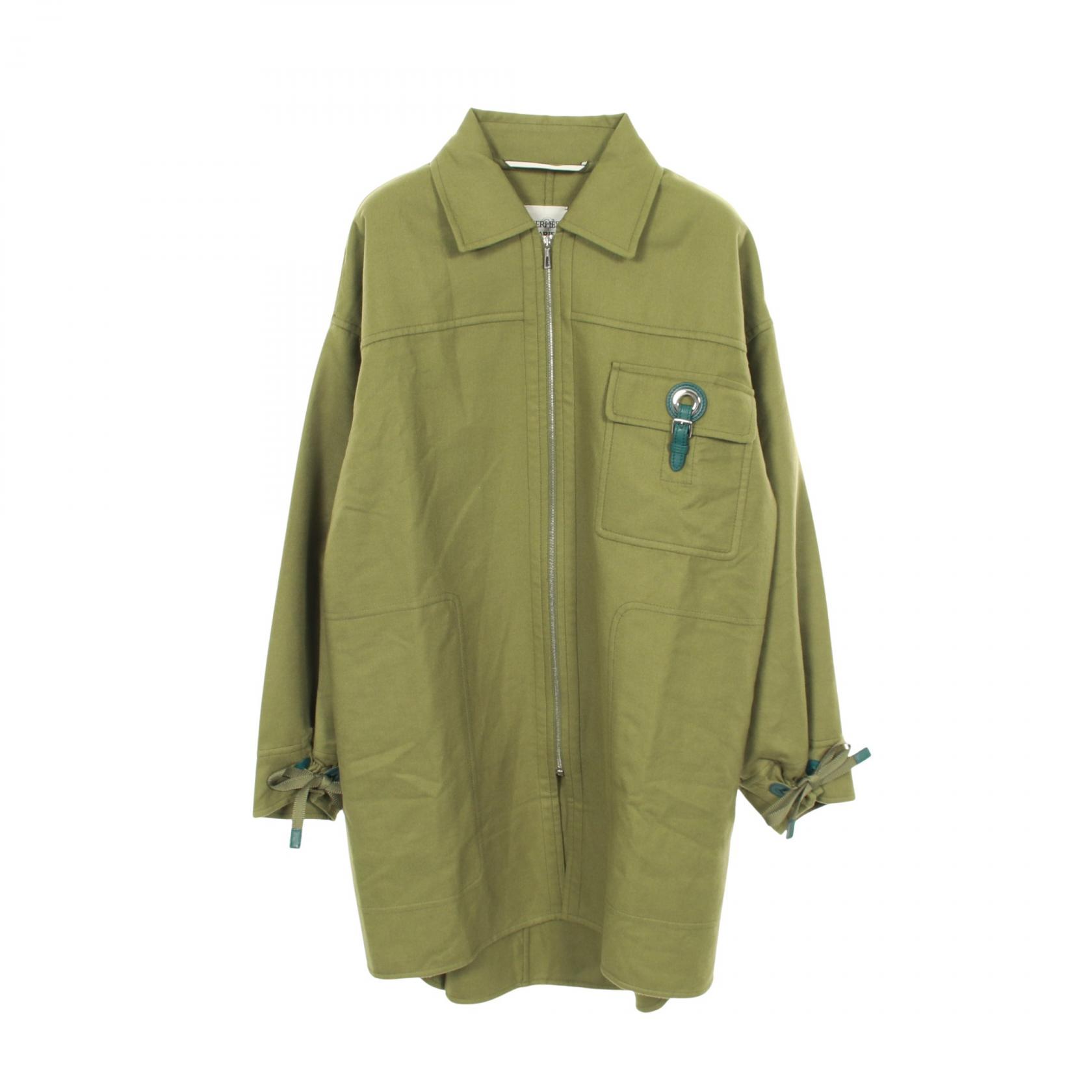 エルメス HERMES 衣料品 アウター カシミヤ シルク シルク レディース カーキ系 【中古】｜Brandoff銀座