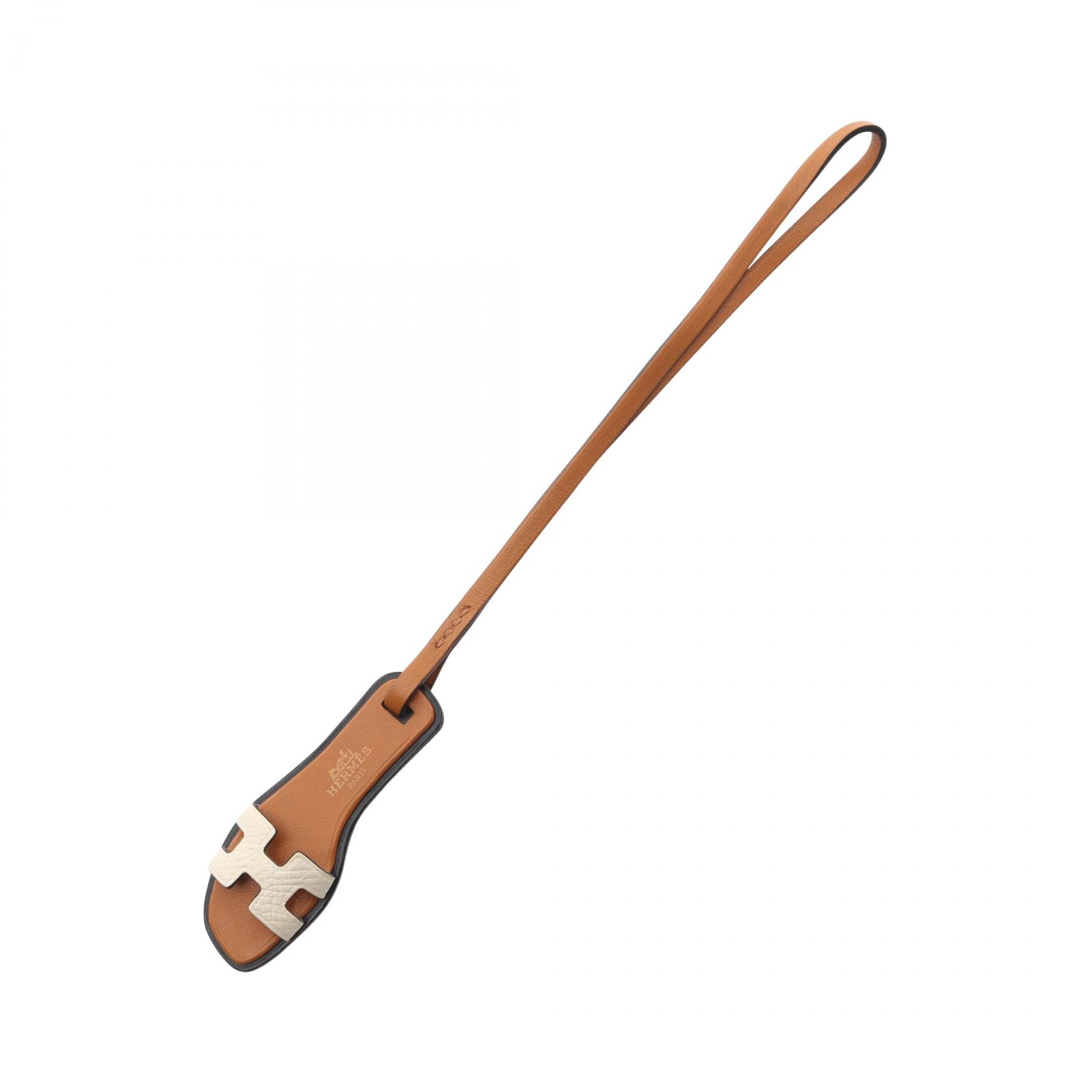 【5%OFFクーポン×ポイント5倍】エルメス HERMES オラン ナノ チャーム アクセサリー レザー レディース ブラウン系 / アイボリー系 【中古】