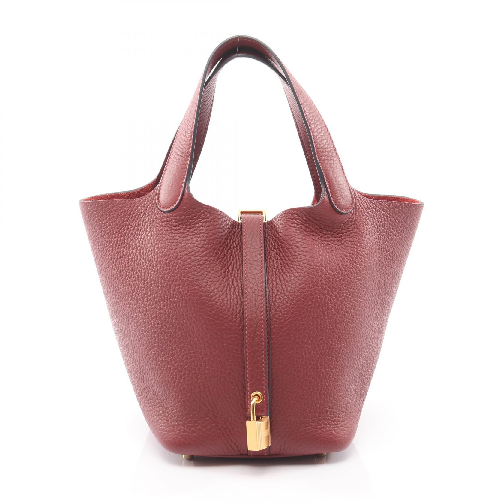 【10%OFFクーポン対象】エルメス HERMES ピコタンロックPM ハンドバッグ バッグ レザー トリヨンクレマンス トリヨンクレマンス レディース ボルドー系 【中古】
