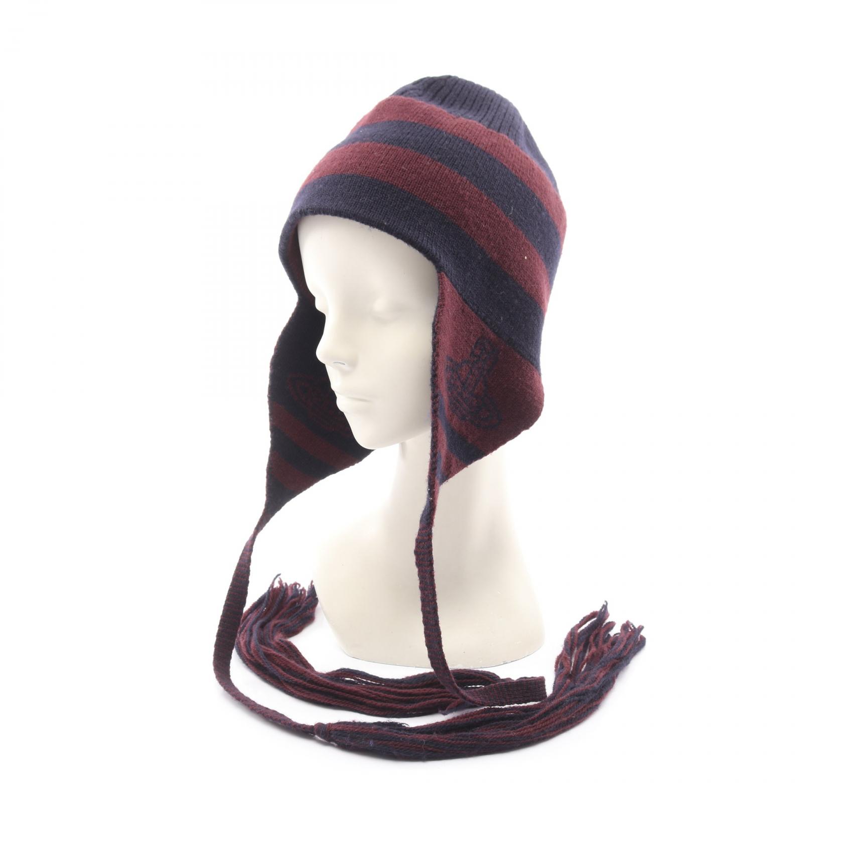 【5%OFFクーポン×ポイント5倍】ヴィヴィアンウエストウッド Vivienne Westwood オーブ ニットキャップ 帽子 ウール レディース ネイビー系 / ボルドー系 【中古】